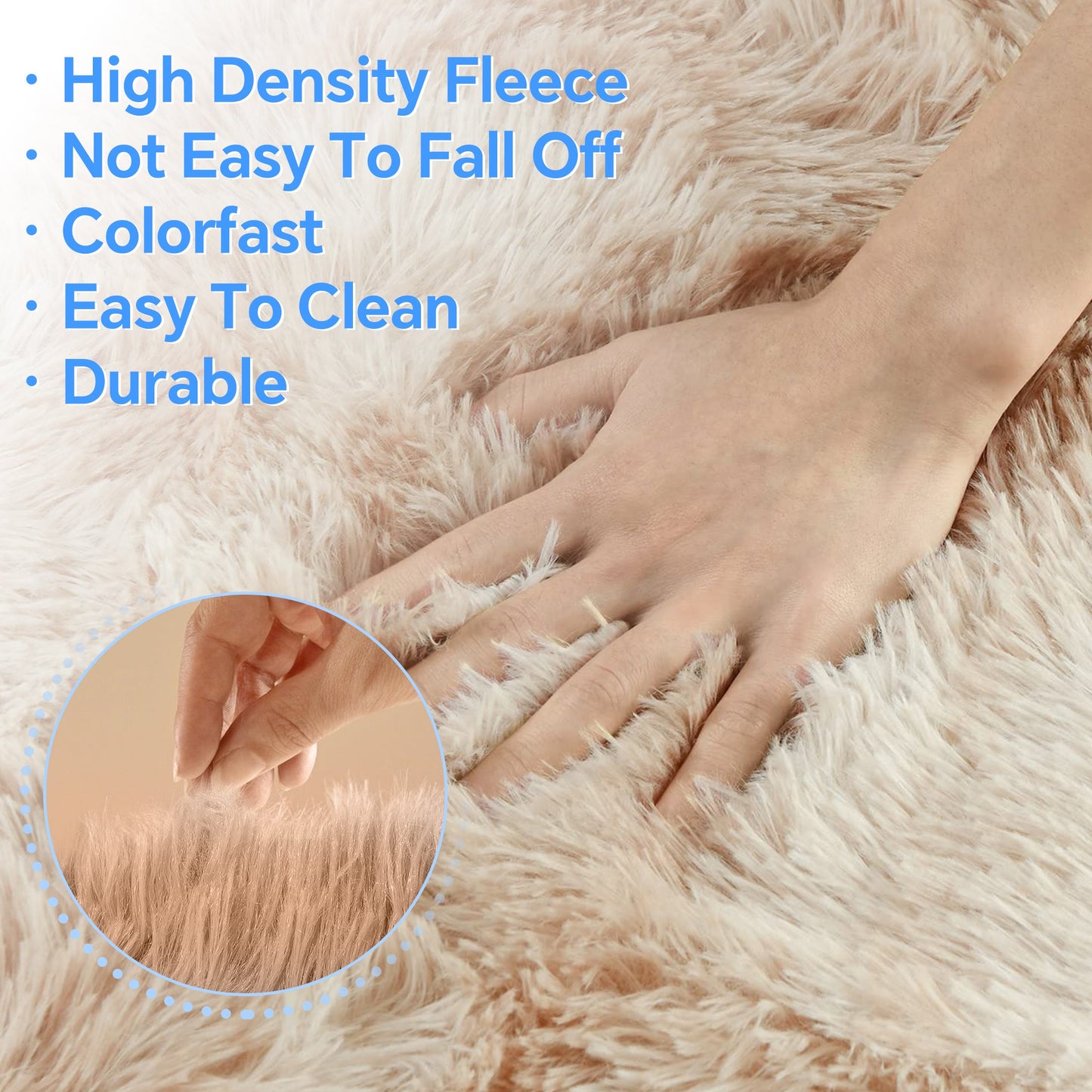 HioHa Area Rugs, 9ft x 6ft Shaggy Area Rugs for Living Room Bedroom, Soft Fluffy Rugs & Plush Decorative Rug for Indoor Home Floor Carpet Mat Khaki