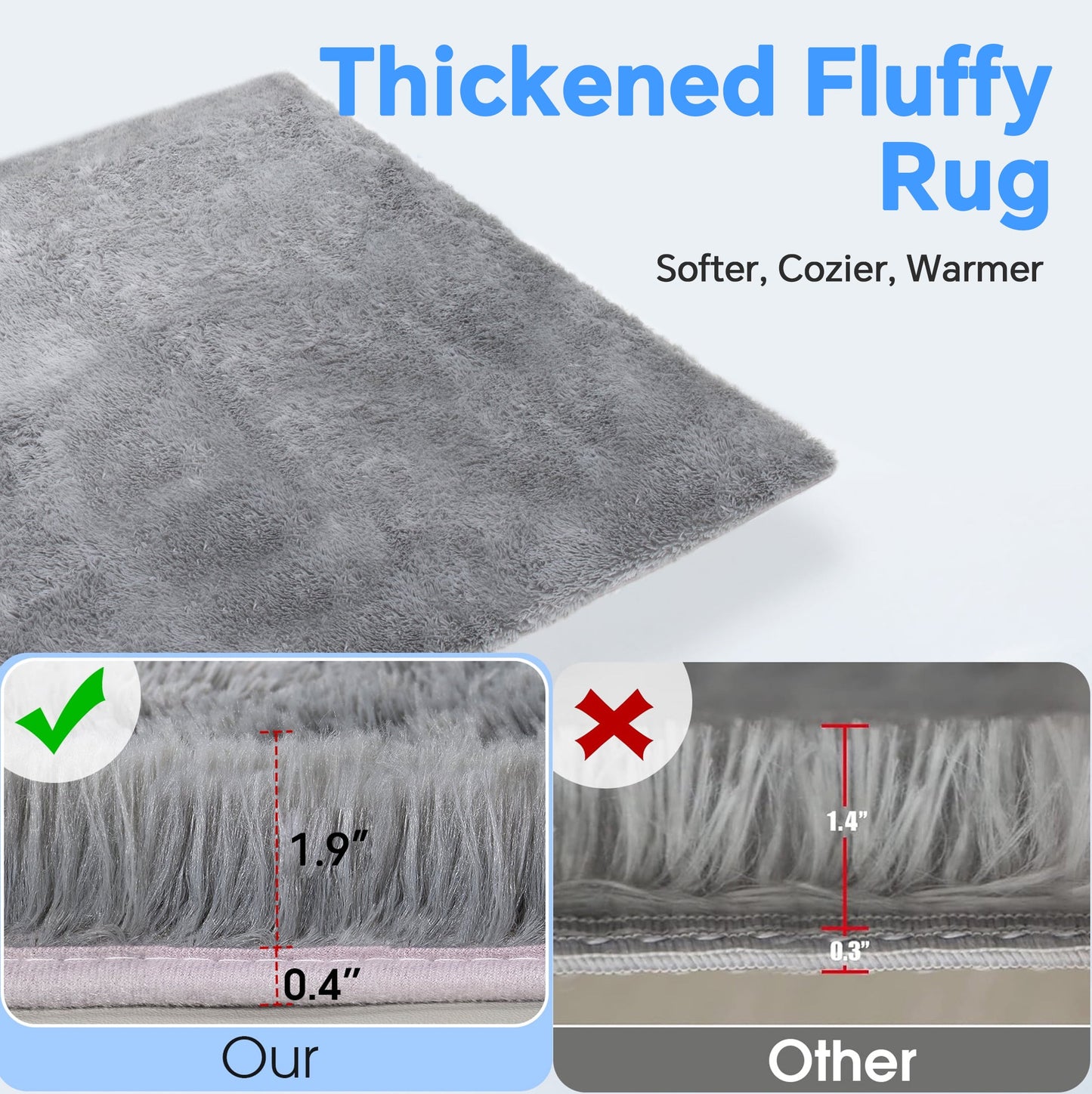 HioHa Area Rugs ,10ft x 8ft Shaggy Area Rugs for Living Room Bedroom£¬Soft Fluffy Rugs & Plush Decorative Rug for Indoor Home Floor Carpet Mat Light Gray