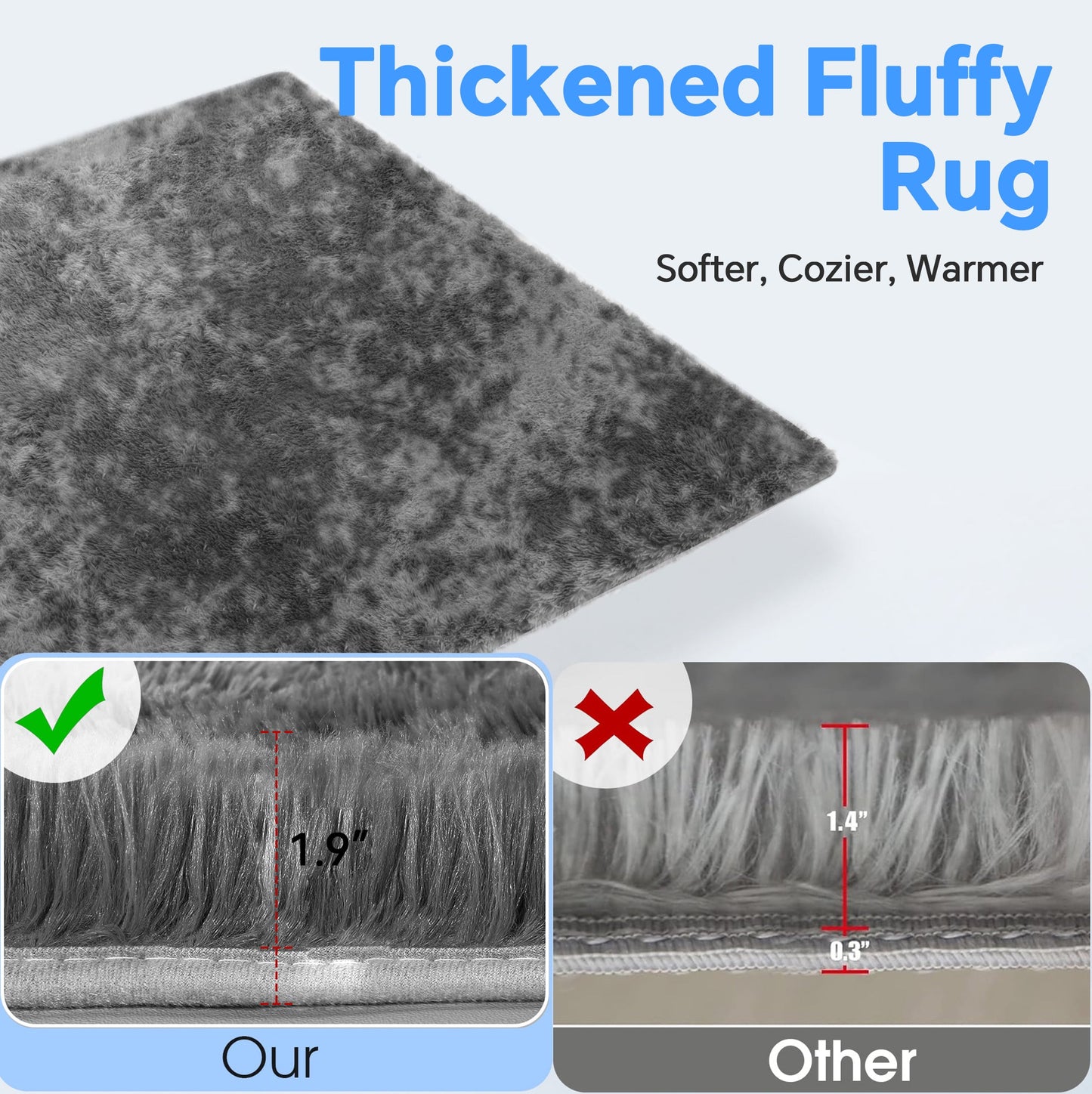 HioHa Area Rugs ,10ft x 8ft Shaggy Area Rugs for Living Room Bedroom£¬Soft Fluffy Rugs & Plush Decorative Rug for Indoor Home Floor Carpet Mat Dark Gray