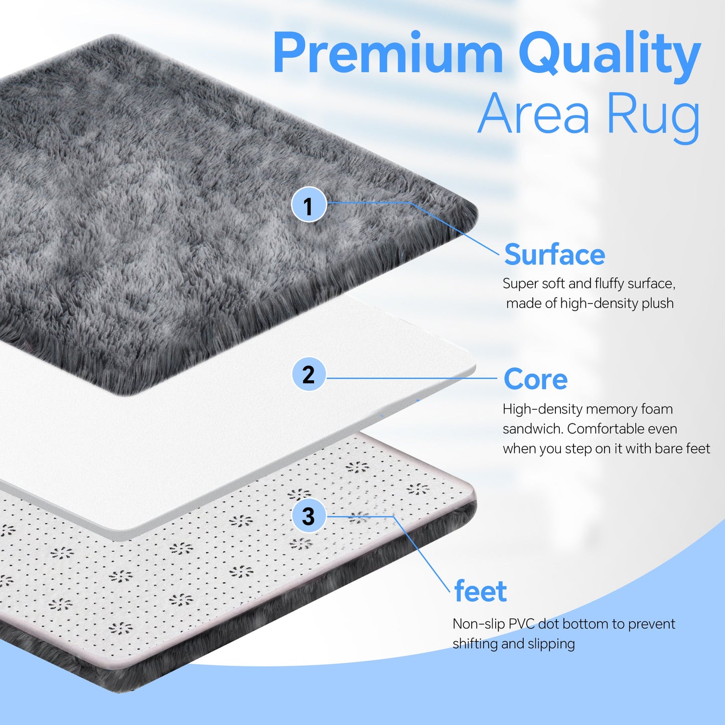 HioHa Area Rugs ,10ft x 8ft Shaggy Area Rugs for Living Room Bedroom£¬Soft Fluffy Rugs & Plush Decorative Rug for Indoor Home Floor Carpet Mat Dark Gray