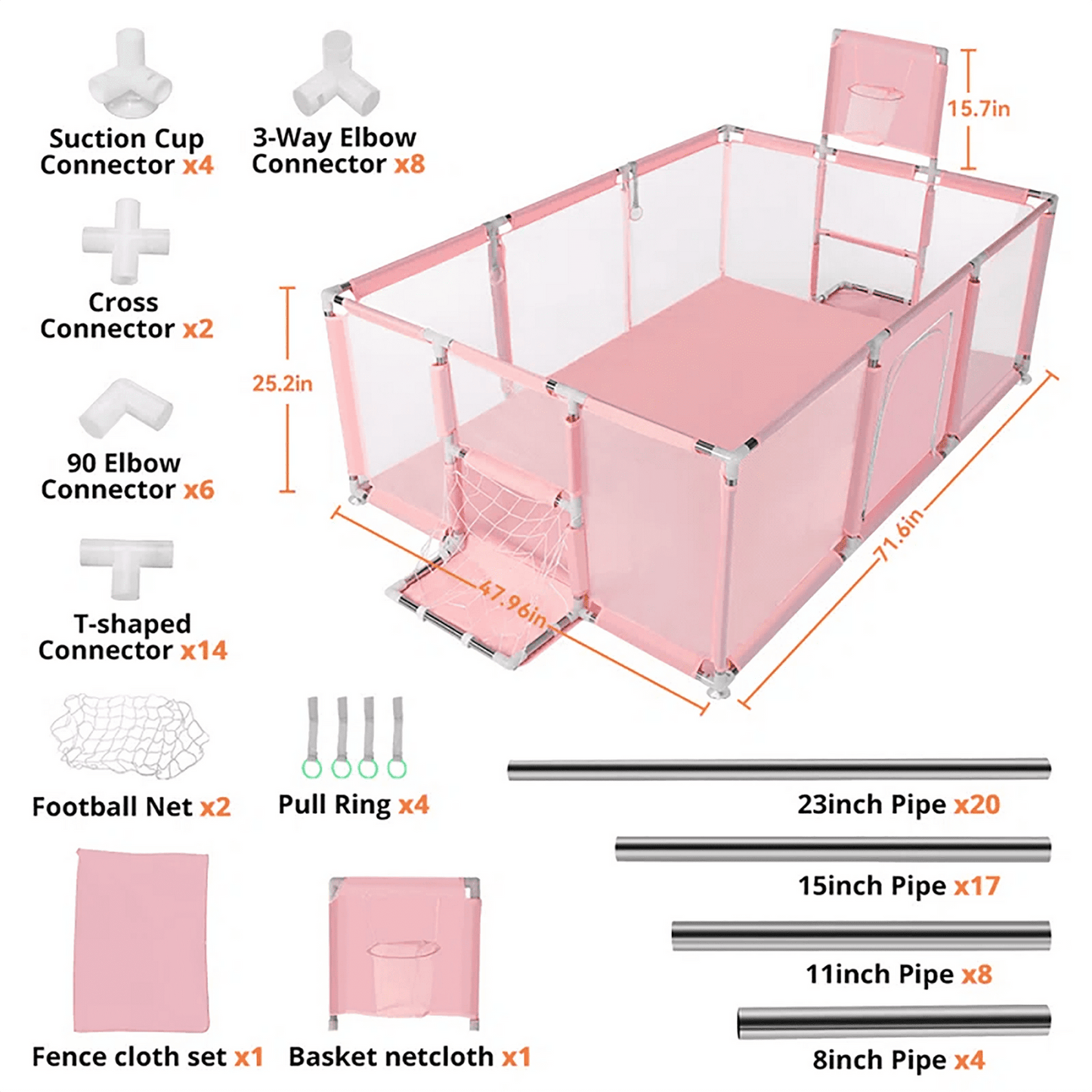 HioHa Extra Large Baby Playpen, Big Play Pens for Babies and Toddlers, Gap-Free, Climb-Proof Baby Playards for Indoor Fun, Baby Gate Playpen with Zippered Door and Storage Bag