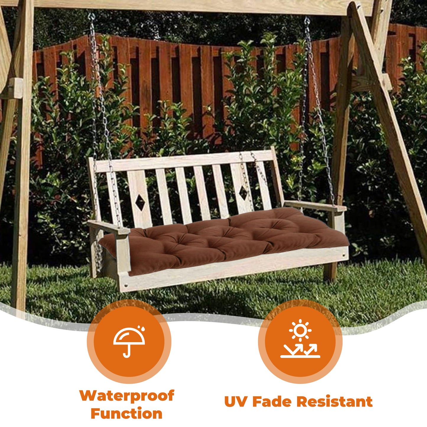 LCGOD Patio Swing Cushions, for Outdoor Bench , Waterproof & Fade-Resistant 60x20x3 in Coffee