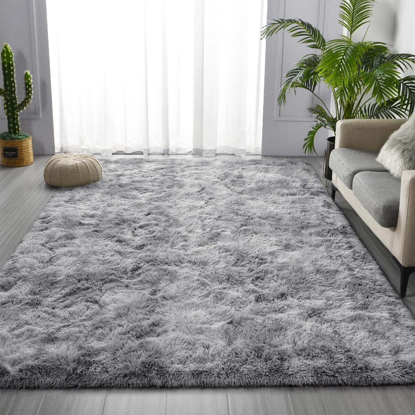 HioHa Area Rugs ,10ft x 8ft Shaggy Area Rugs for Living Room Bedroom£¬Soft Fluffy Rugs & Plush Decorative Rug for Indoor Home Floor Carpet Mat Light Gray