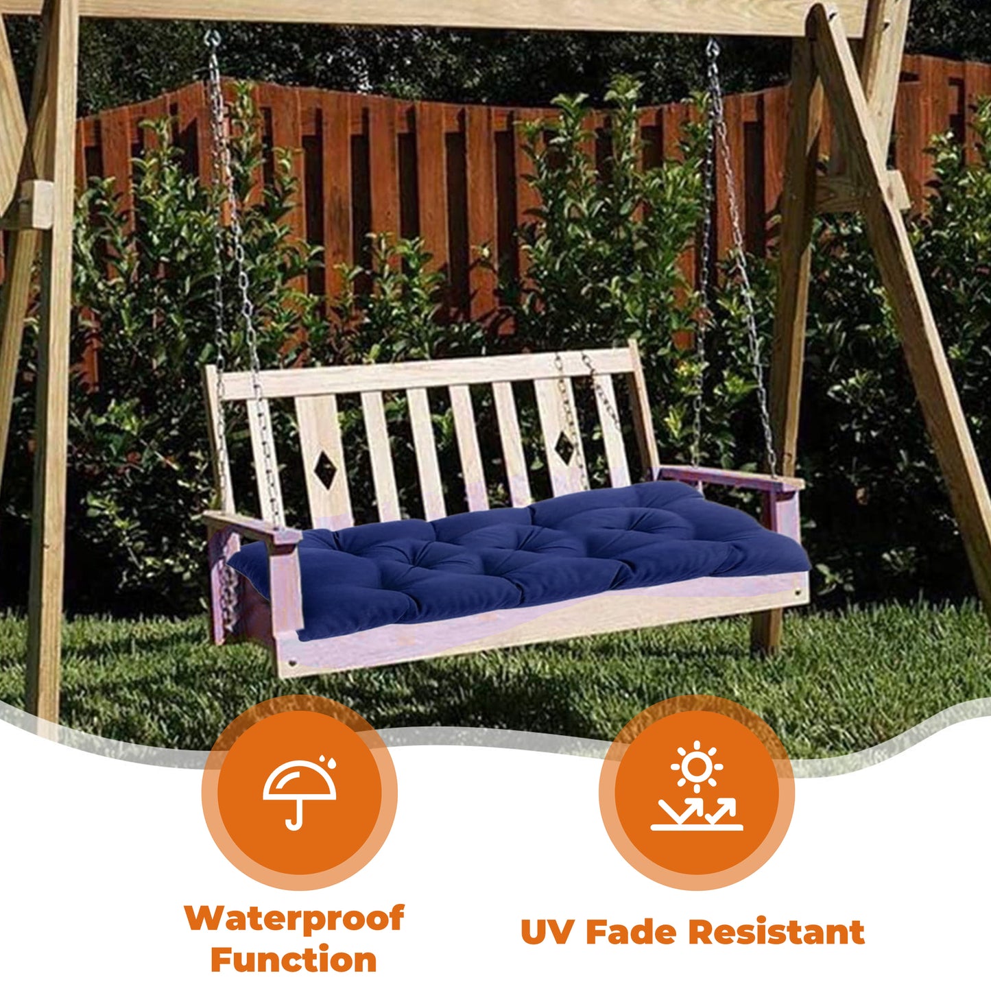 LCGOD Patio Swing Cushions, for Outdoor Bench , Waterproof & Fade Resistant 60x20x3 in Dark Blue