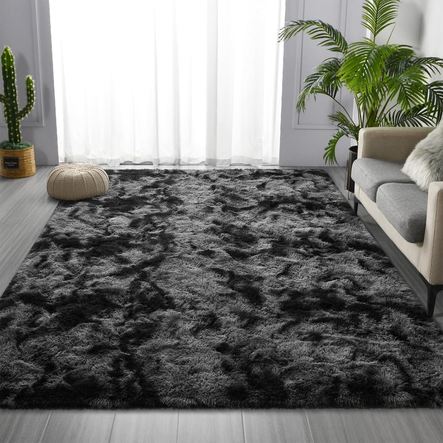 HioHa Area Rugs ,10ft x 8ft Shaggy Area Rugs for Living Room Bedroom£¬Soft Fluffy Rugs & Plush Decorative Rug for Indoor Home Floor Carpet Mat Dark Gray