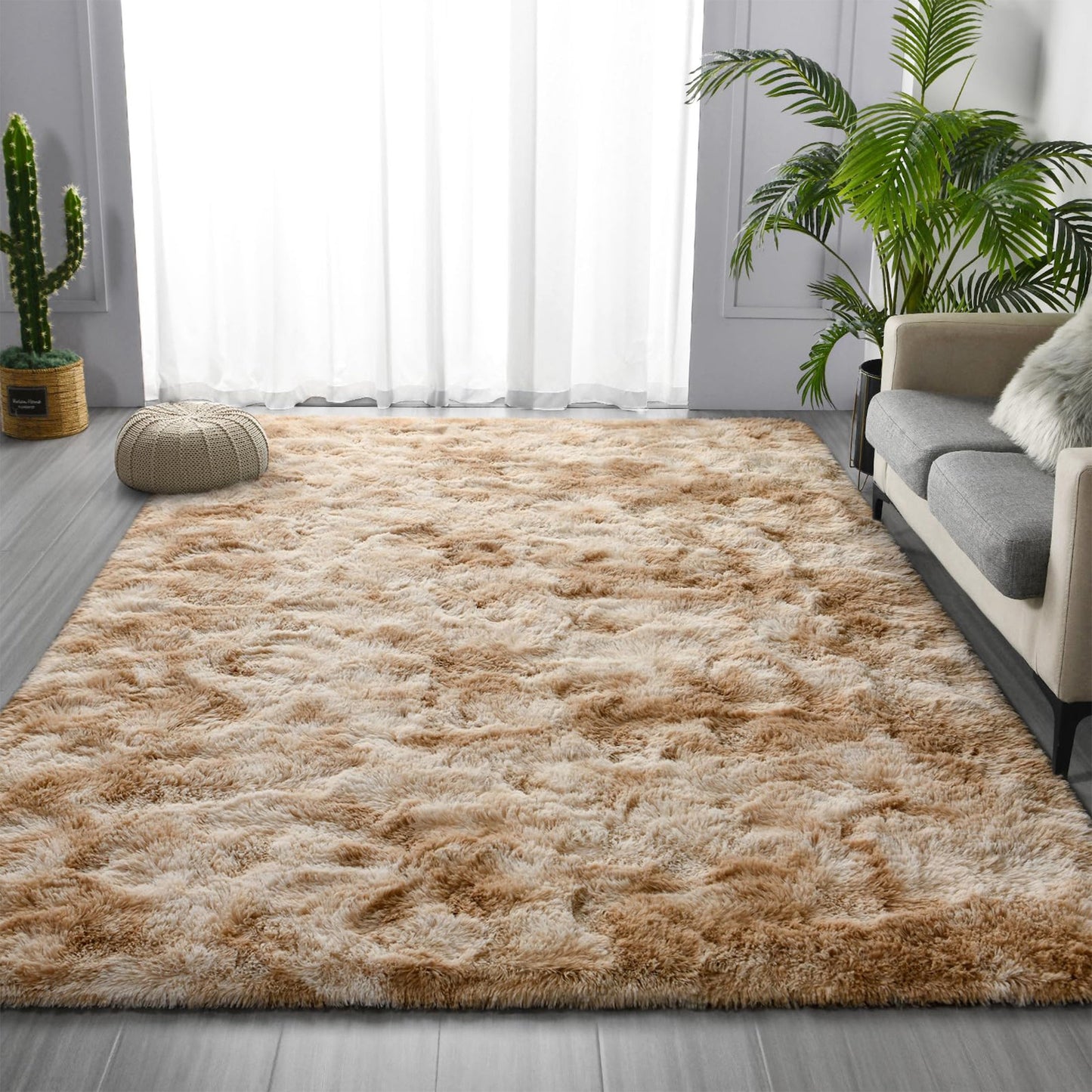 HioHa Area Rugs ,5ftx8ft Shaggy Area Rugs for Living Room Bedroom£¬Soft Fluffy Rugs& Plush Decorative Rug for Indoor Home Floor Carpet Mat Khaki
