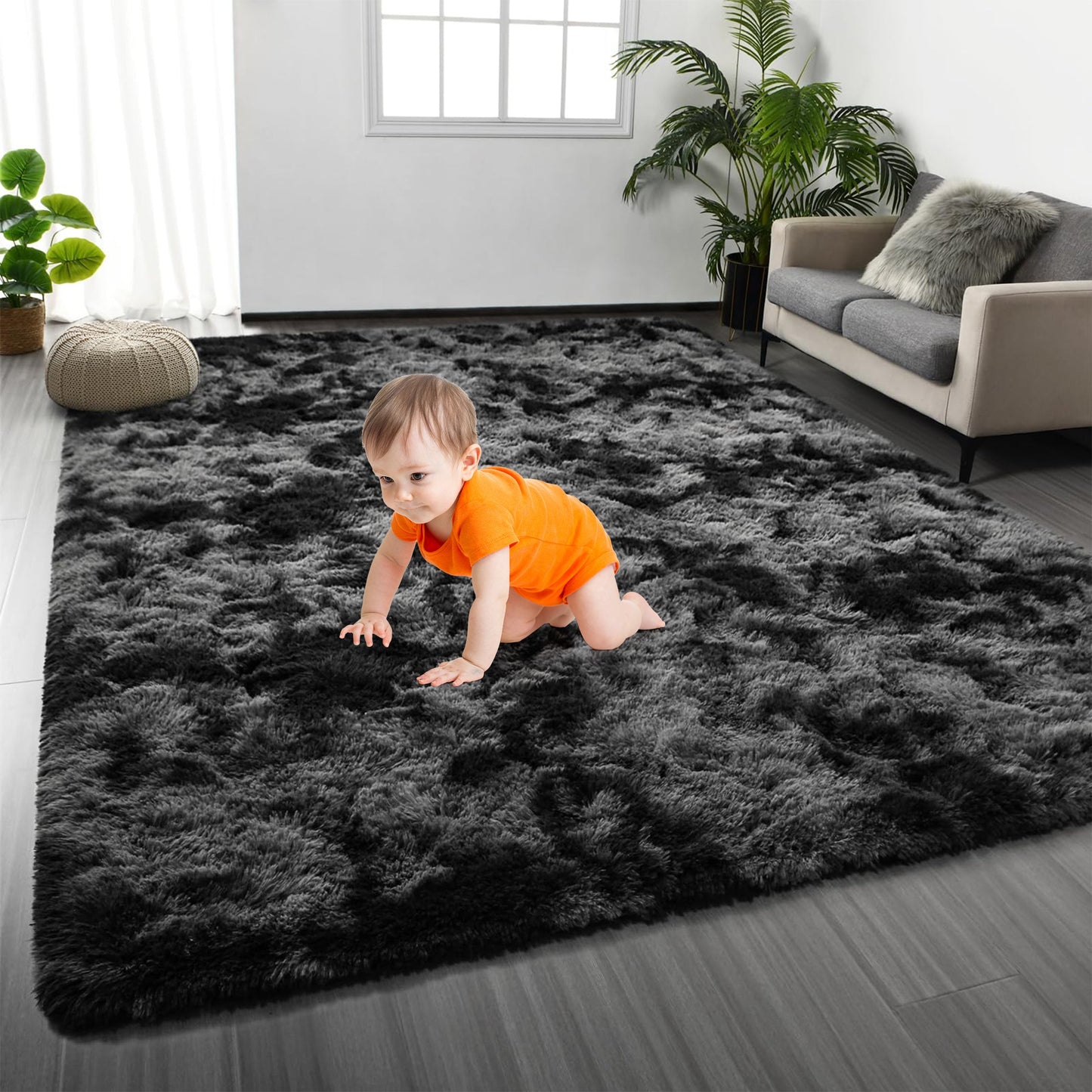 HioHa Area Rugs ,10ft x 8ft Shaggy Area Rugs for Living Room Bedroom£¬Soft Fluffy Rugs & Plush Decorative Rug for Indoor Home Floor Carpet Mat Dark Gray