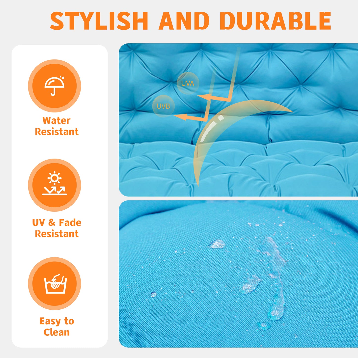 LCGOD Patio Bench Cushion, for Outdoor Swing Chair, Waterproof & Fade Resistant, 60x40x4 in, Blue