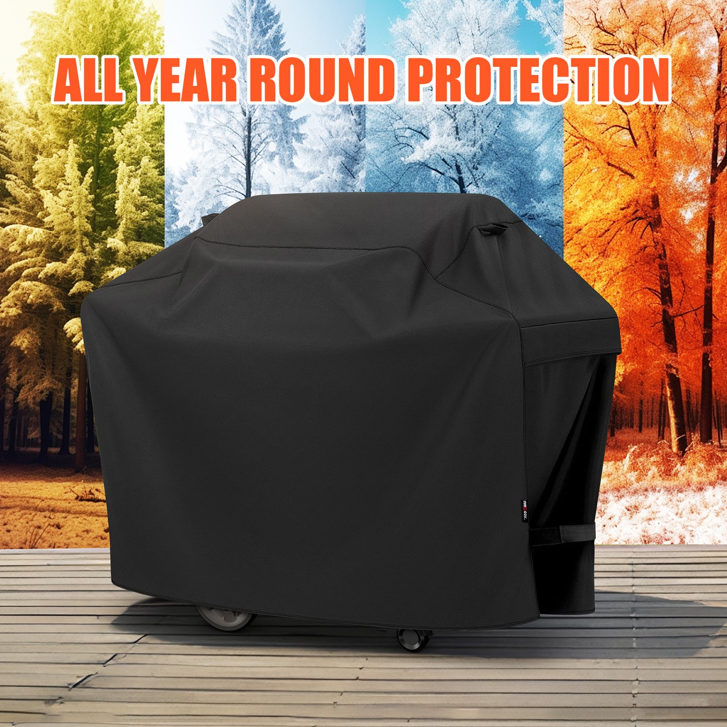 LCGOD Grill Cover, Heavy Duty BBQ Gas Grill Cover with Adjustable Straps, 52 inch All Weather Protection for Weber BBO, Char Broil, Gas Grill