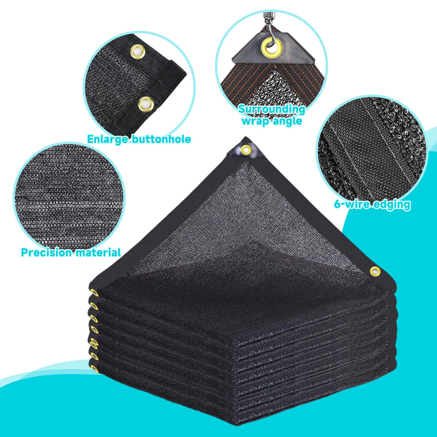 Lcogd 10x6ft 85% Black Sun Shade Cloth with Rustproof Brass Grommets - UV Block Mesh for Garden, Greenhouse, Patio, Pergola & Plant Cover