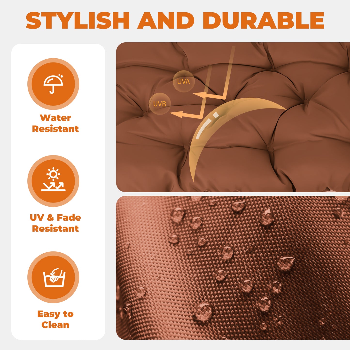 LCGOD Patio Swing Cushions, for Outdoor Bench , Waterproof & Fade-Resistant 60x20x3 in Coffee
