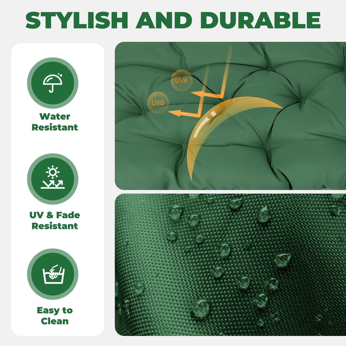 LCGOD Patio Swing Cushions, for Outdoor Bench , Waterproof & Fade-Resistant 60x20x3 in Dark Green
