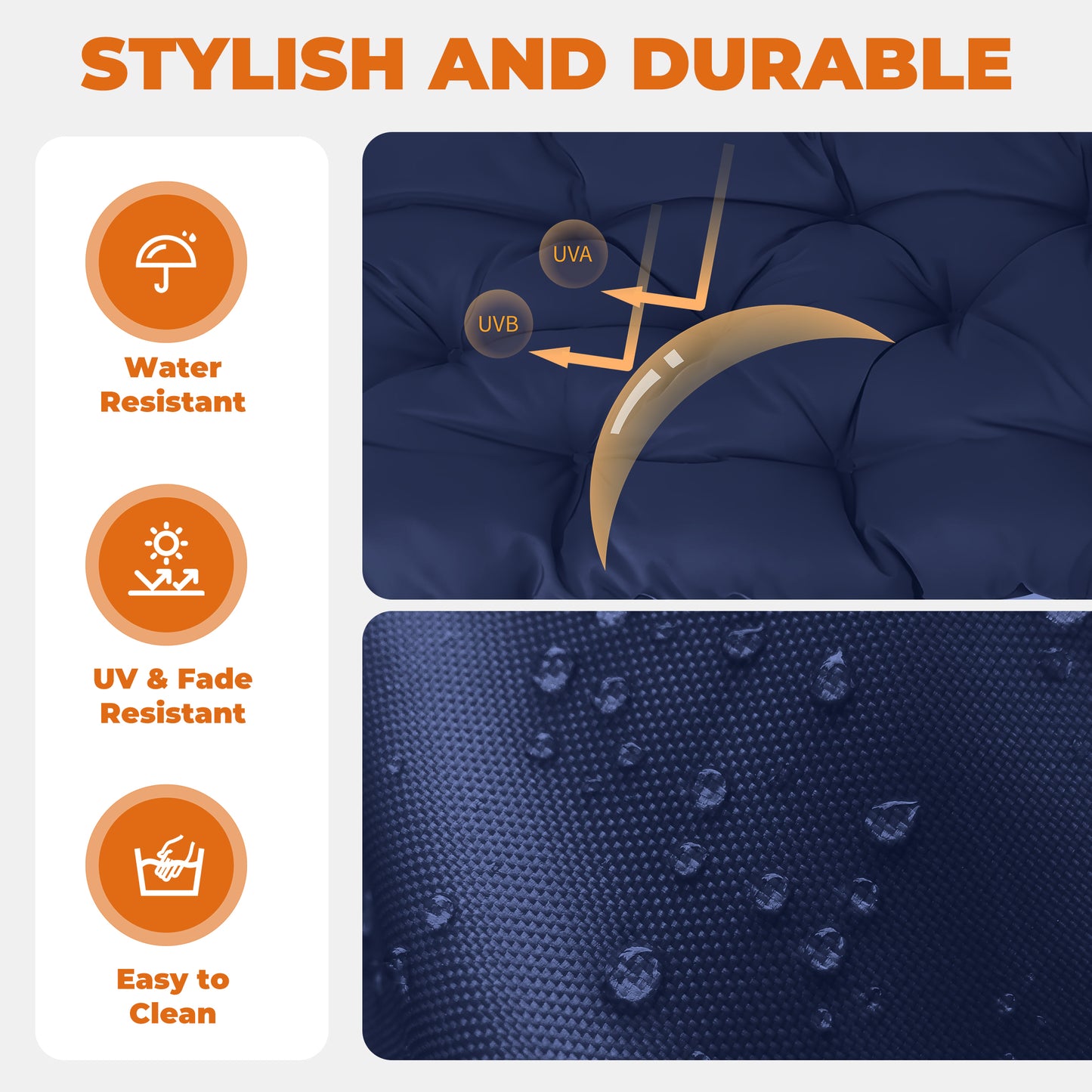 LCGOD Patio Swing Cushions, for Outdoor Bench , Waterproof & Fade Resistant 60x20x3 in Dark Blue