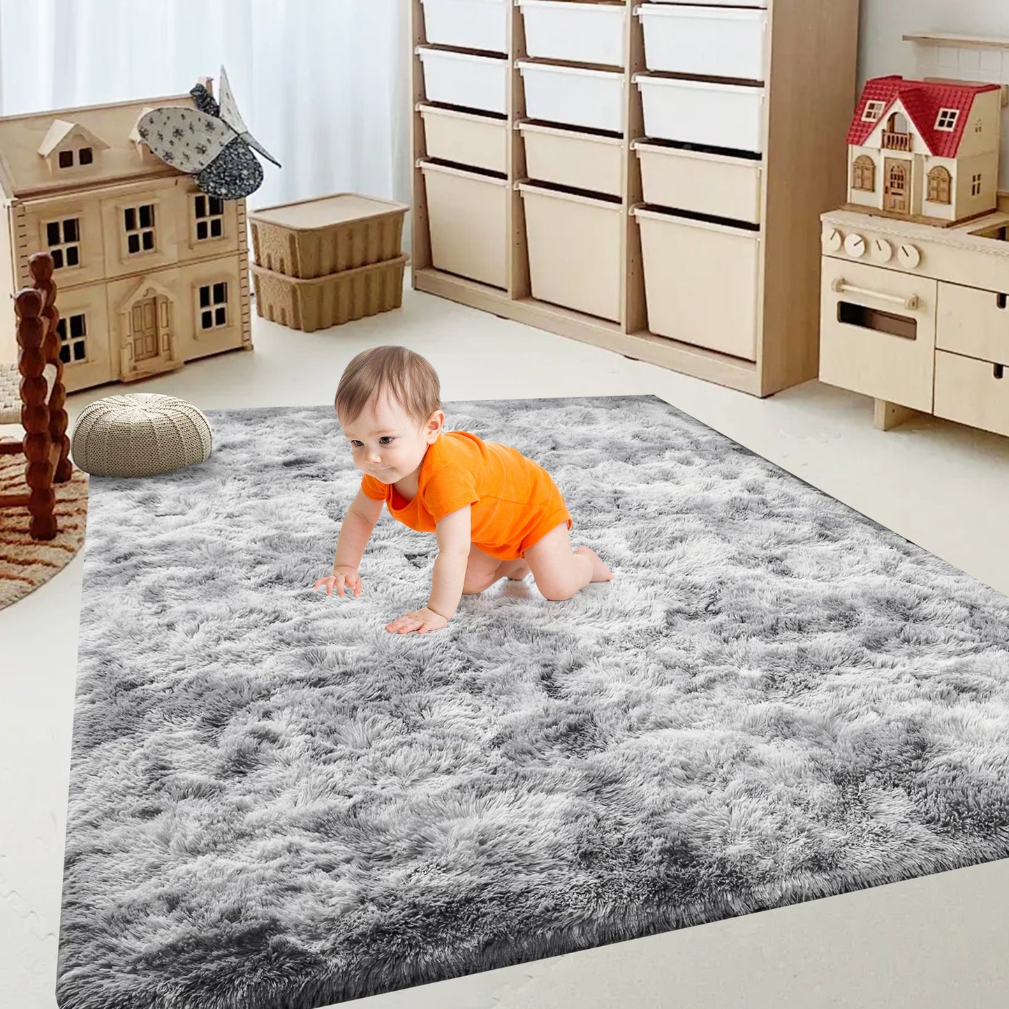 HioHa Area Rugs ,10ft x 8ft Shaggy Area Rugs for Living Room Bedroom£¬Soft Fluffy Rugs & Plush Decorative Rug for Indoor Home Floor Carpet Mat Light Gray