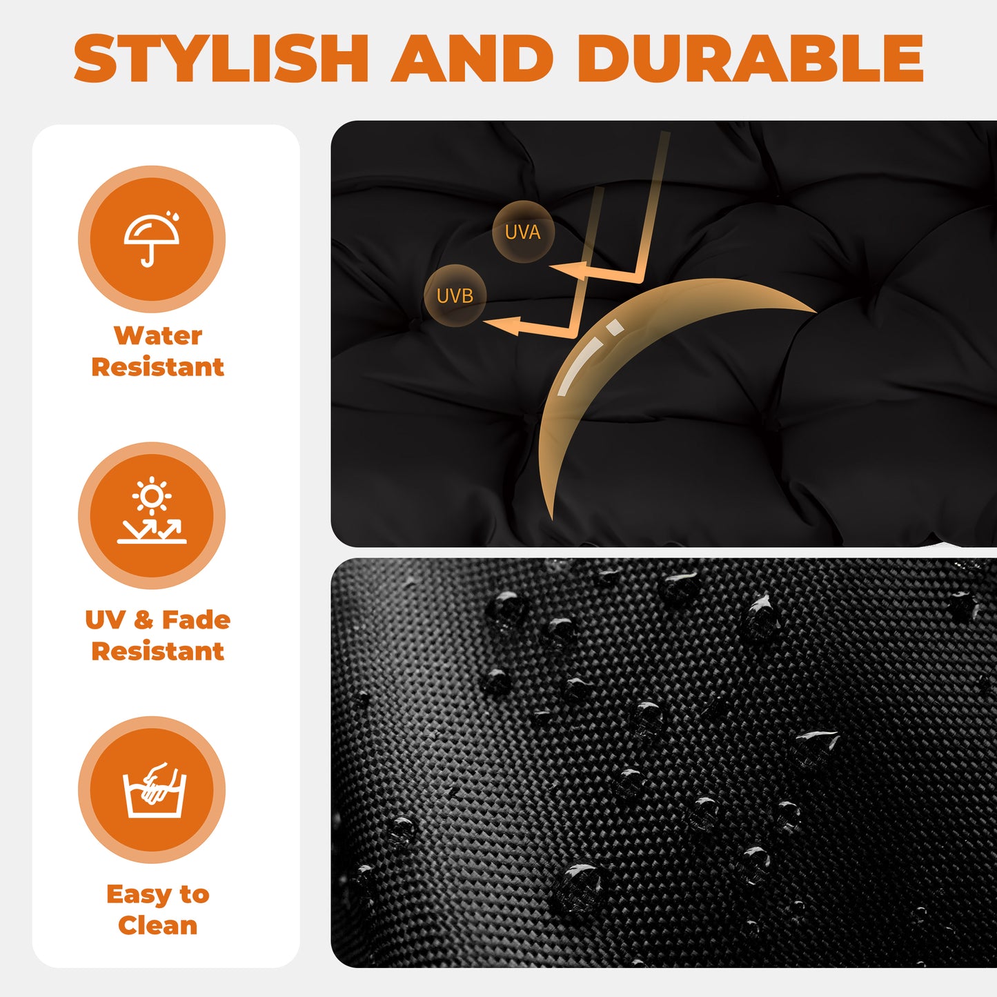 LCGOD Patio Swing Cushions, for Outdoor Bench , Waterproof & Fade-Resistant 60x20x3 in Black