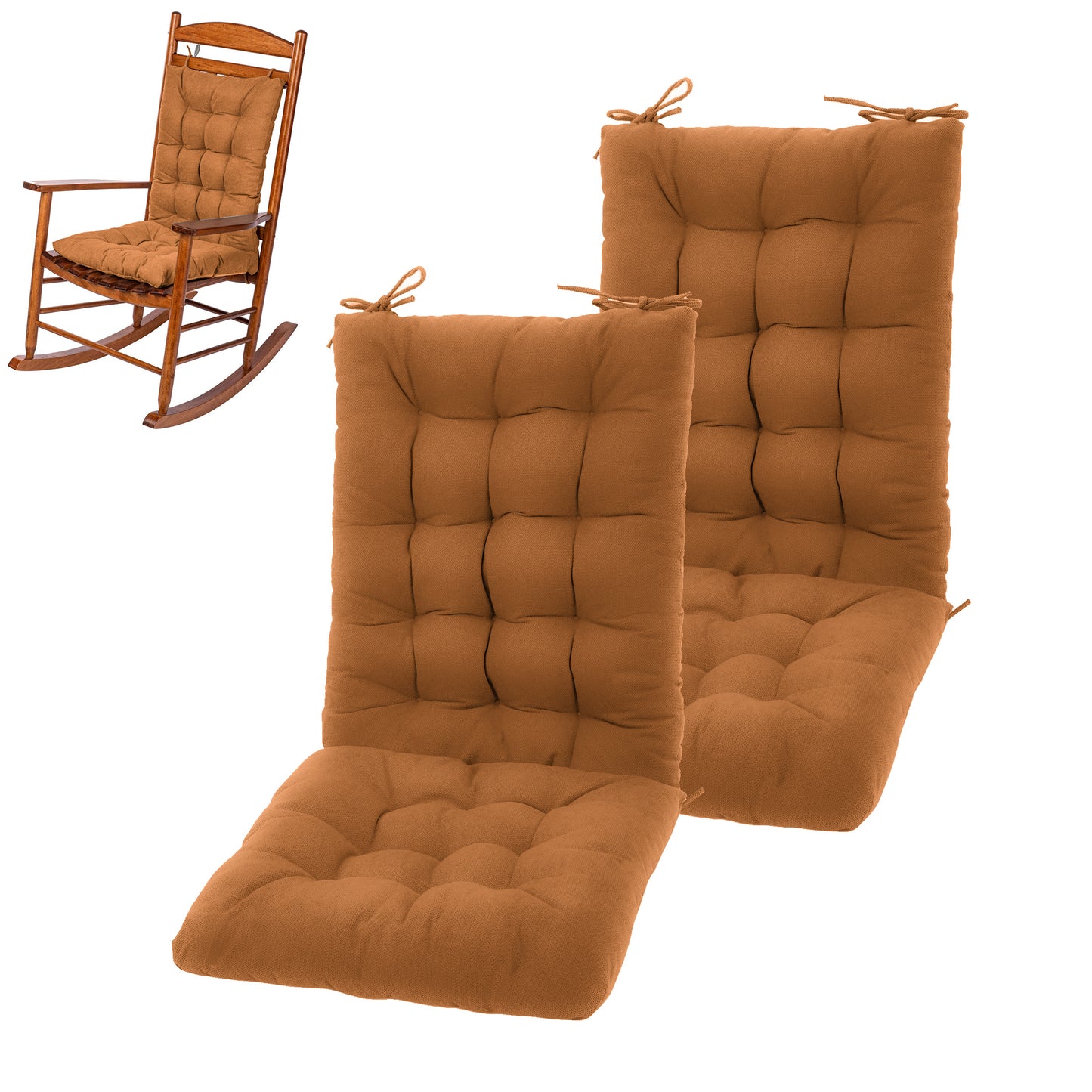 HioHa Rocking Chair Cushion, 49x19x3 inch Lounge Chaise Chair Cushion with Ties, Thickened Recliner Cushion Double-Sided Foldable(Brown)