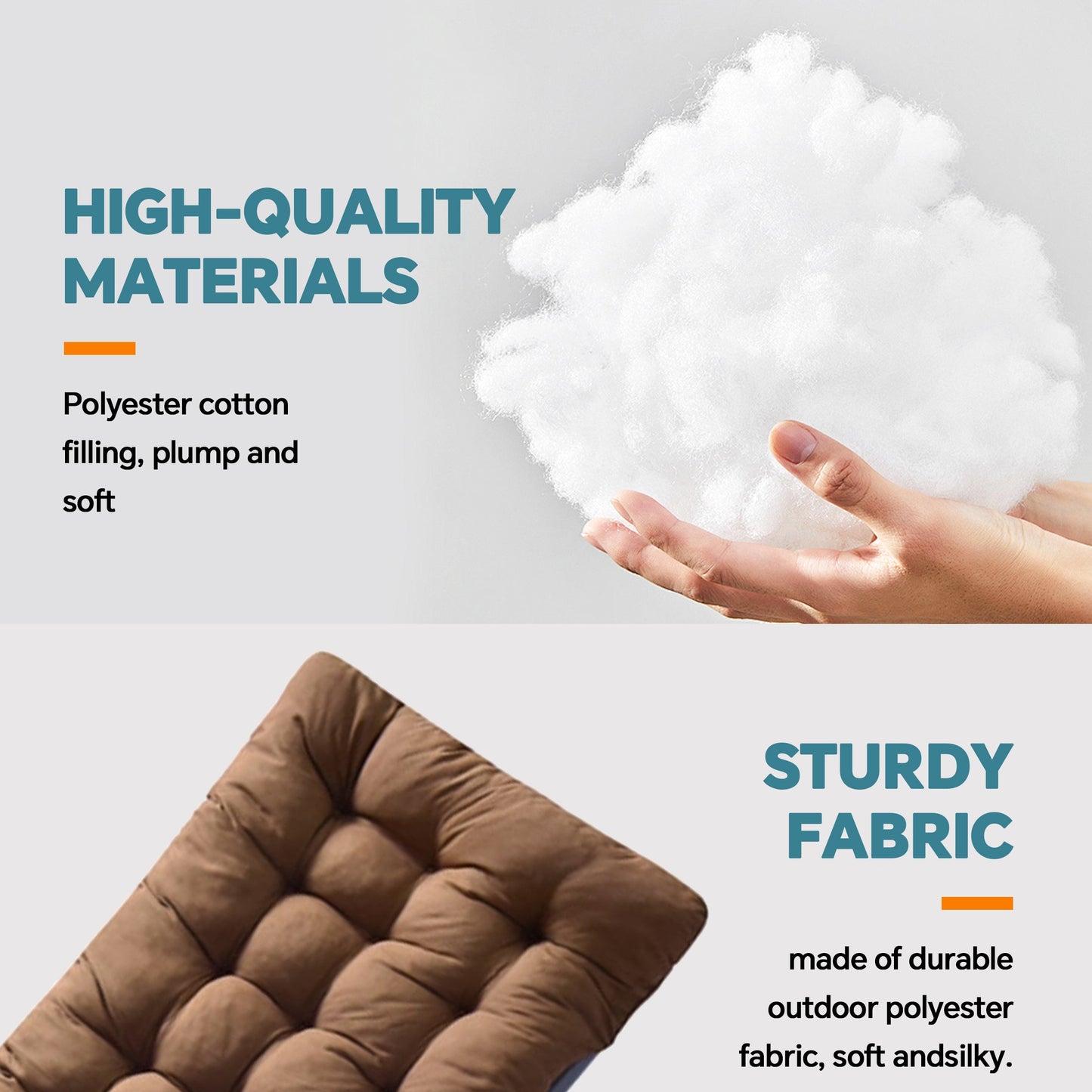 HioHa Chaise Lounge Cushion, 67x20x3 inch Rocking Chair Cushion with Ties and Top Cover, Patio Swing Bench Cushion Sofa Mat for Outdoor Indoor Furniture(Brown)