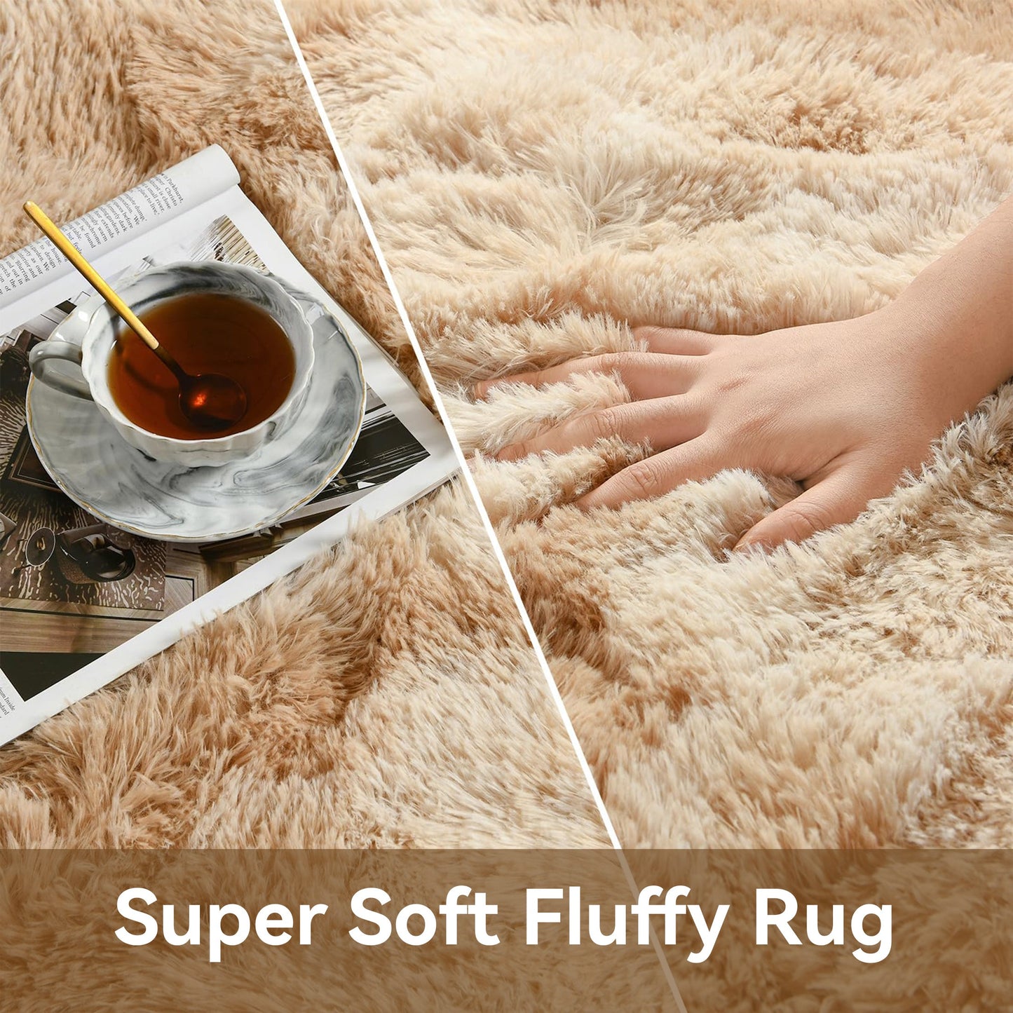 HioHa Area Rugs ,5ftx8ft Shaggy Area Rugs for Living Room Bedroom£¬Soft Fluffy Rugs& Plush Decorative Rug for Indoor Home Floor Carpet Mat Khaki