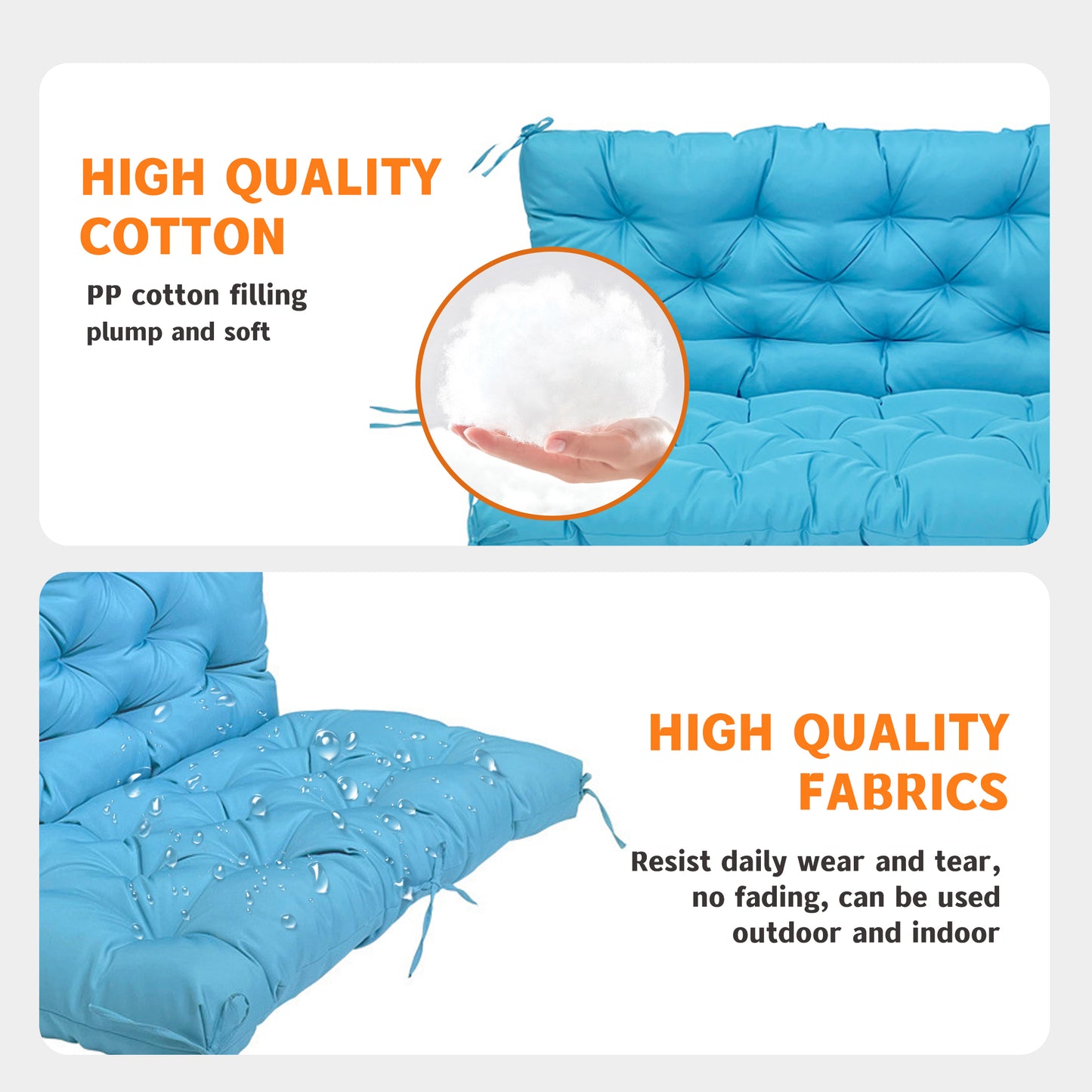 LCGOD Patio Bench Cushion, for Outdoor Swing Chair, Waterproof & Fade Resistant, 60x40x4 in, Blue
