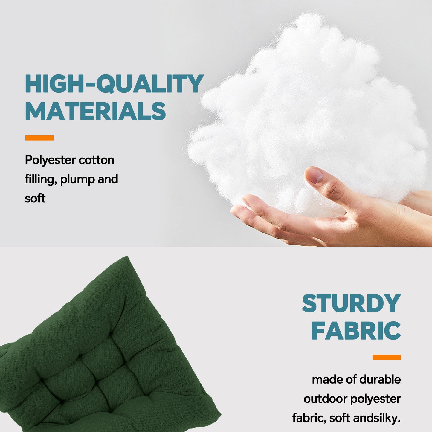HioHa Rocking Chair Cushion, 49x19x3 inch Lounge Chaise Chair Cushion with Ties, Thickened Recliner Cushion Double-Sided Foldable(Deep Green)
