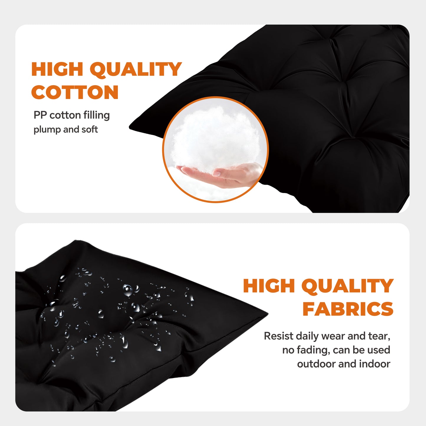 LCGOD Patio Swing Cushions, for Outdoor Bench , Waterproof & Fade-Resistant 60x20x3 in Black