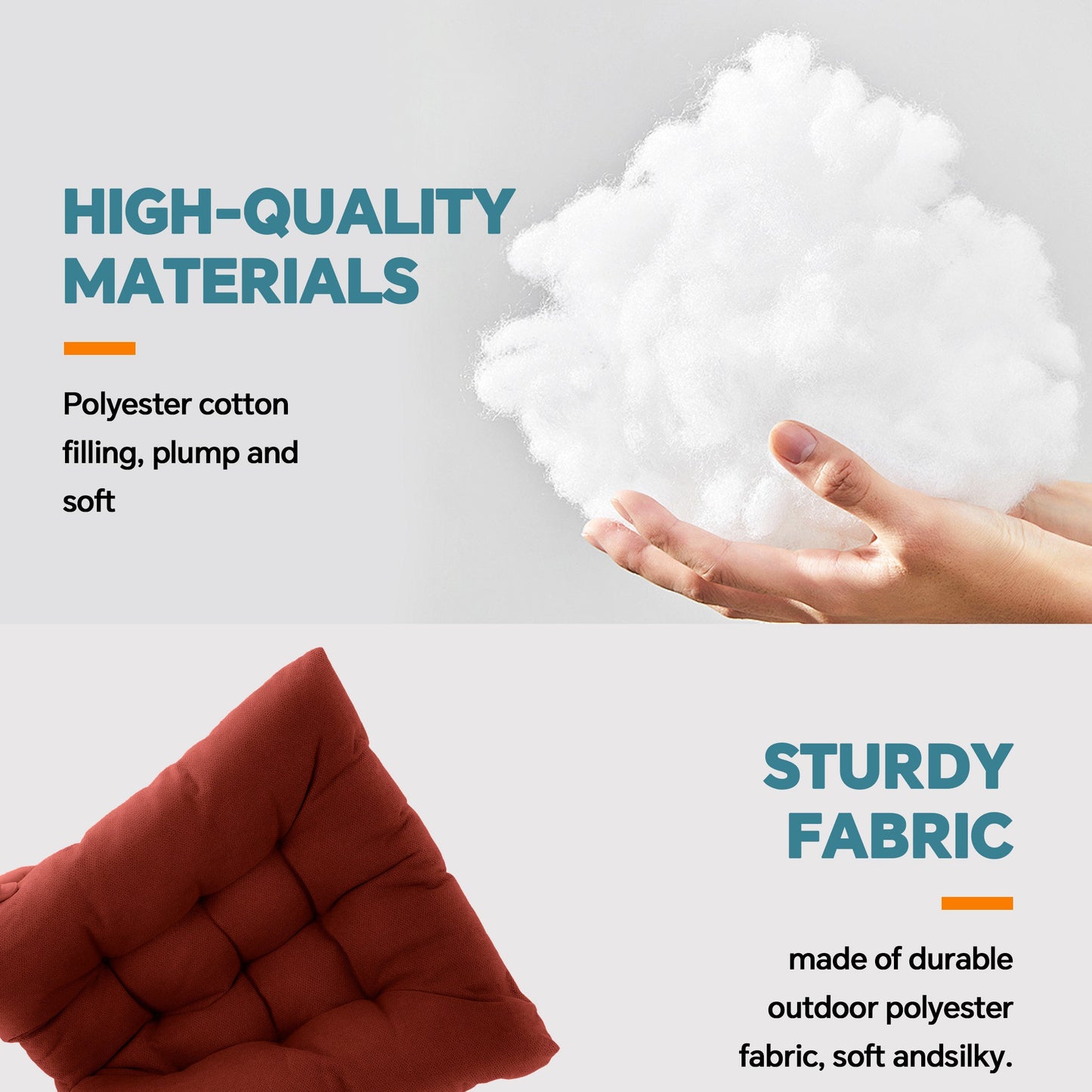 HioHa Rocking Chair Cushion, 49x19x3 inch Lounge Chaise Chair Cushion with Ties, Thickened Recliner Cushion Double-Sided Foldable(Reddish Brown)
