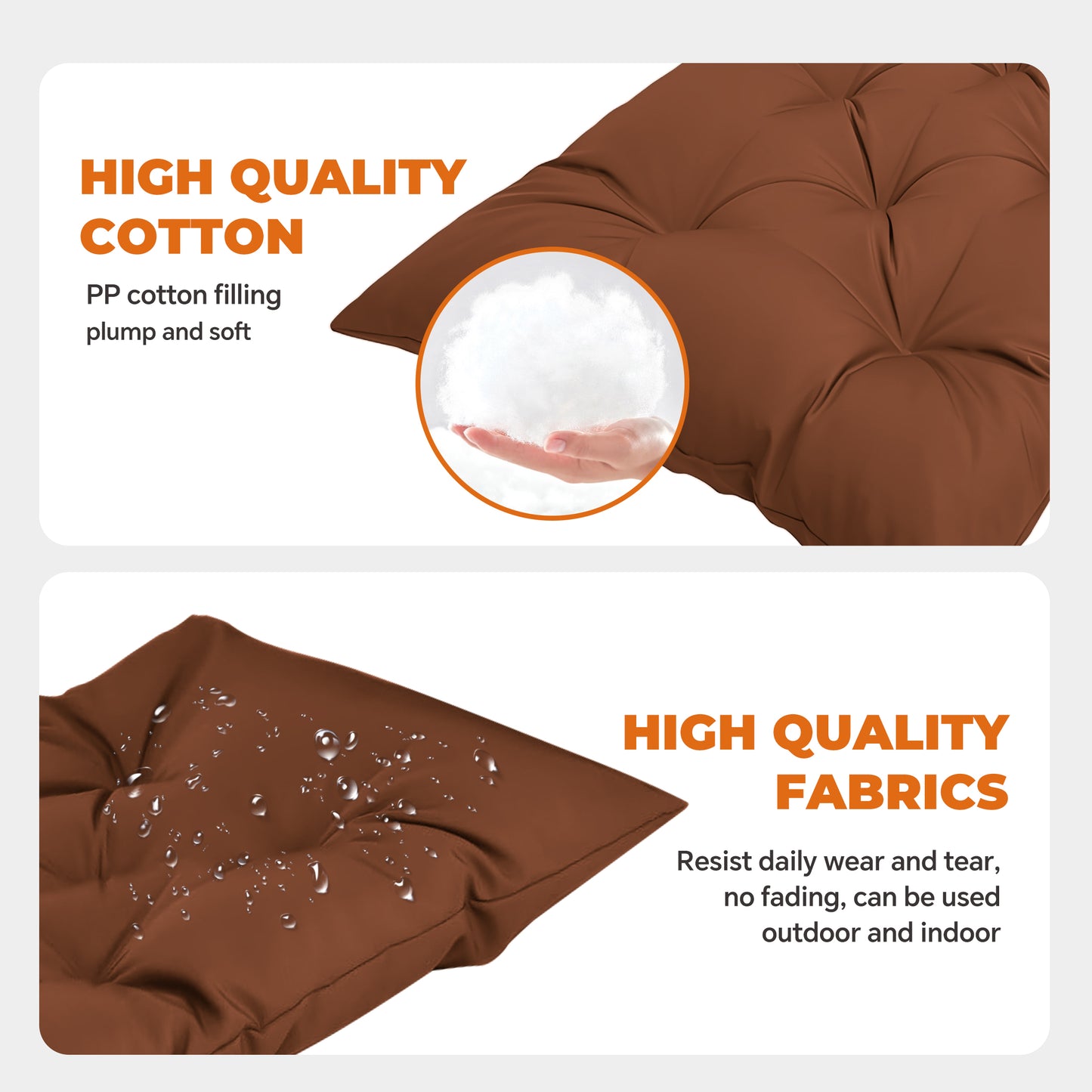 LCGOD Patio Swing Cushions, for Outdoor Bench , Waterproof & Fade-Resistant 60x20x3 in Coffee