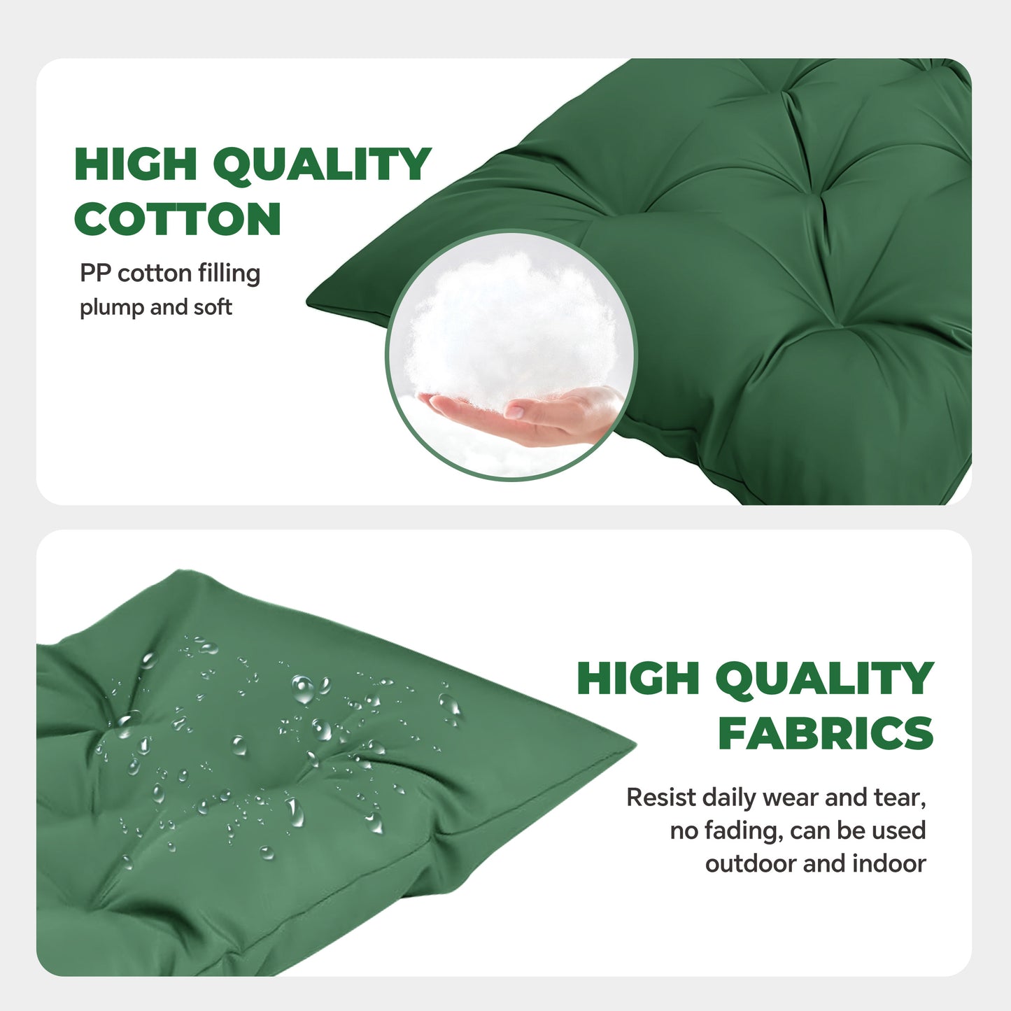 LCGOD Patio Swing Cushions, for Outdoor Bench , Waterproof & Fade-Resistant 60x20x3 in Dark Green