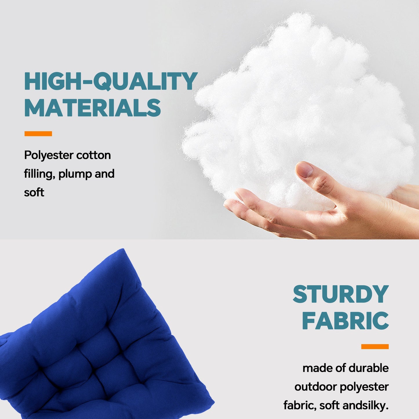 HioHa Rocking Chair Cushion, 49x19x3 inch Lounge Chaise Chair Cushion with Ties, Thickened Recliner Cushion Double-Sided Foldable(Blue)