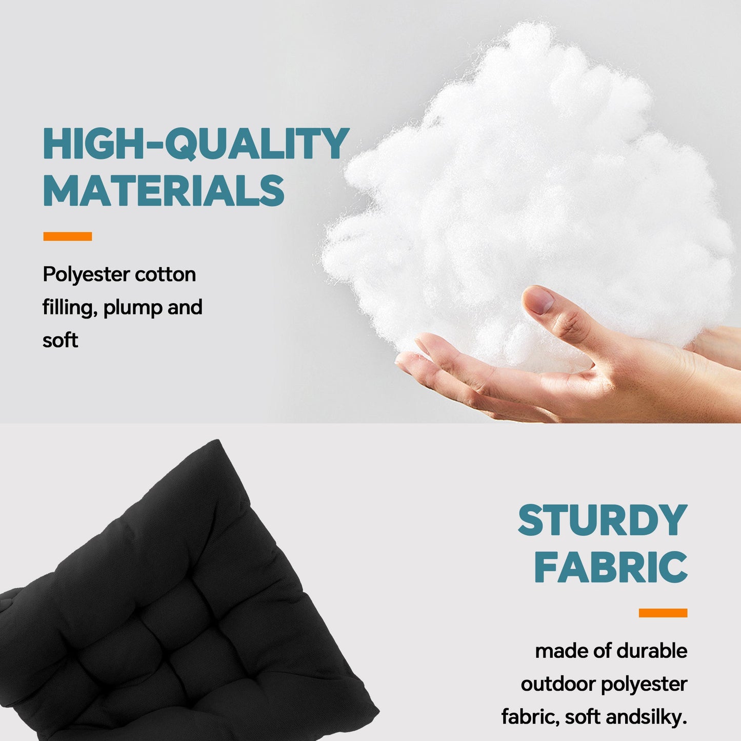 HioHa Rocking Chair Cushion, 49x19x3 inch Lounge Chaise Chair Cushion with Ties, Thickened Recliner Cushion Double-Sided Foldable(Black)