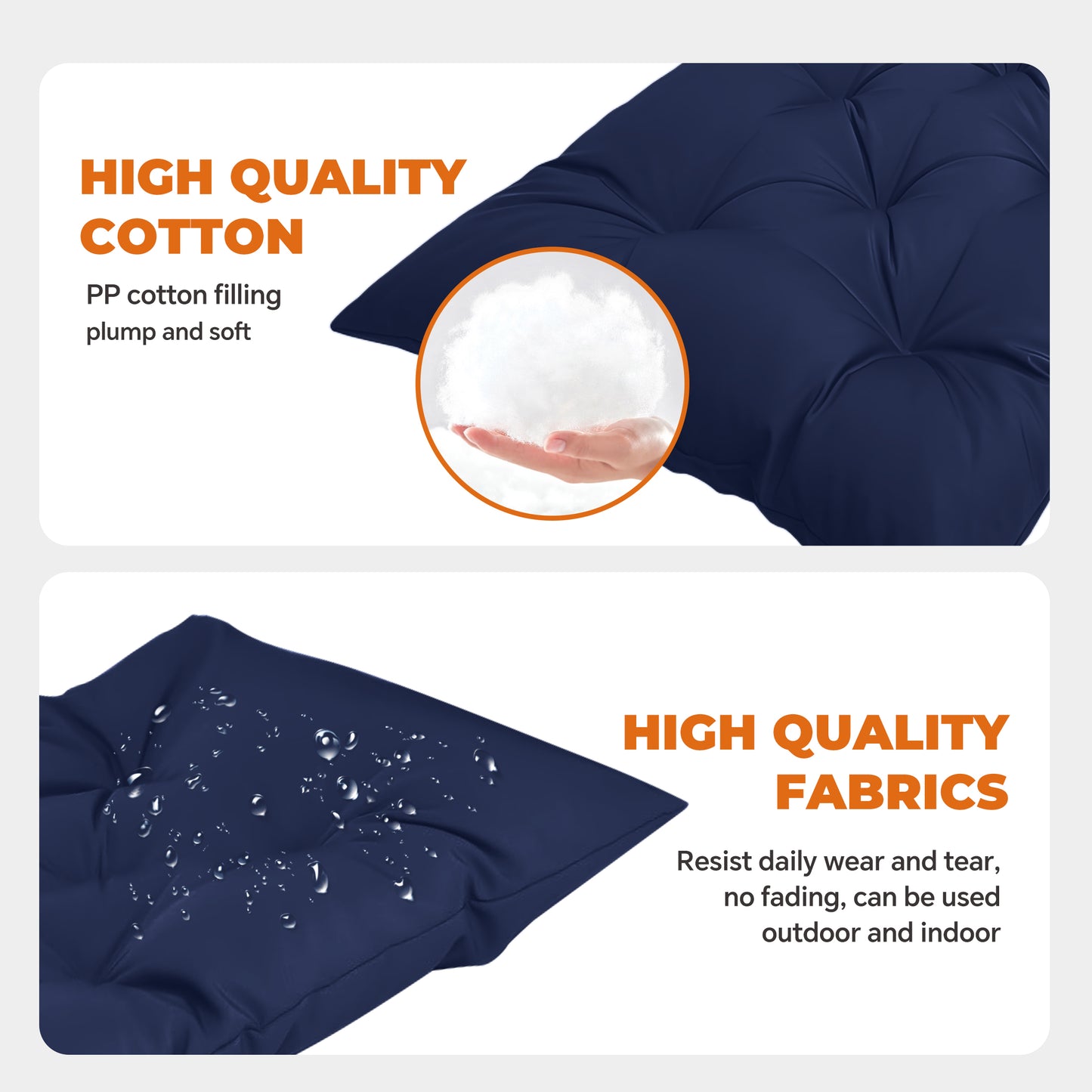 LCGOD Patio Swing Cushions, for Outdoor Bench , Waterproof & Fade Resistant 60x20x3 in Dark Blue