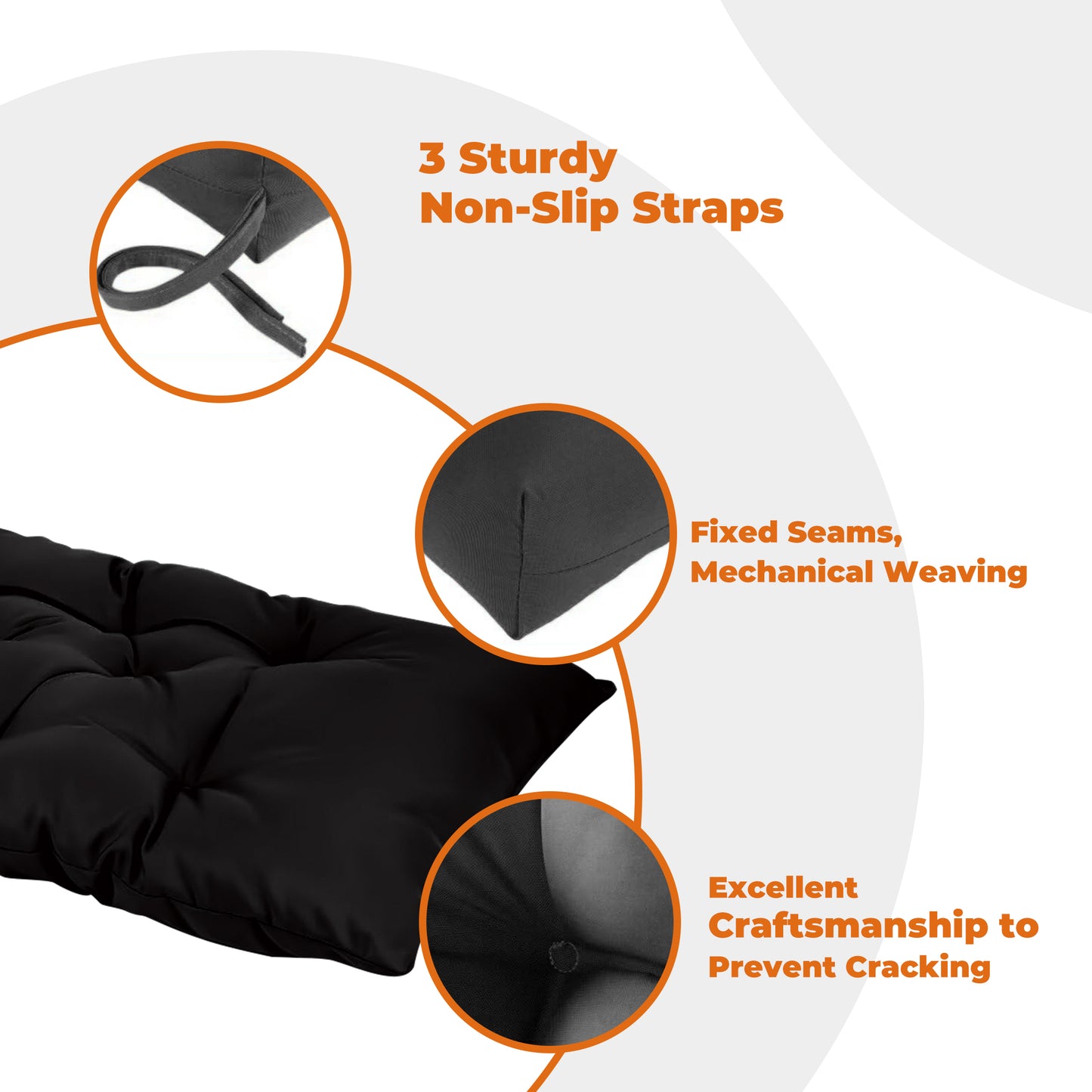 LCGOD Patio Swing Cushions, for Outdoor Bench , Waterproof & Fade-Resistant 60x20x3 in Black