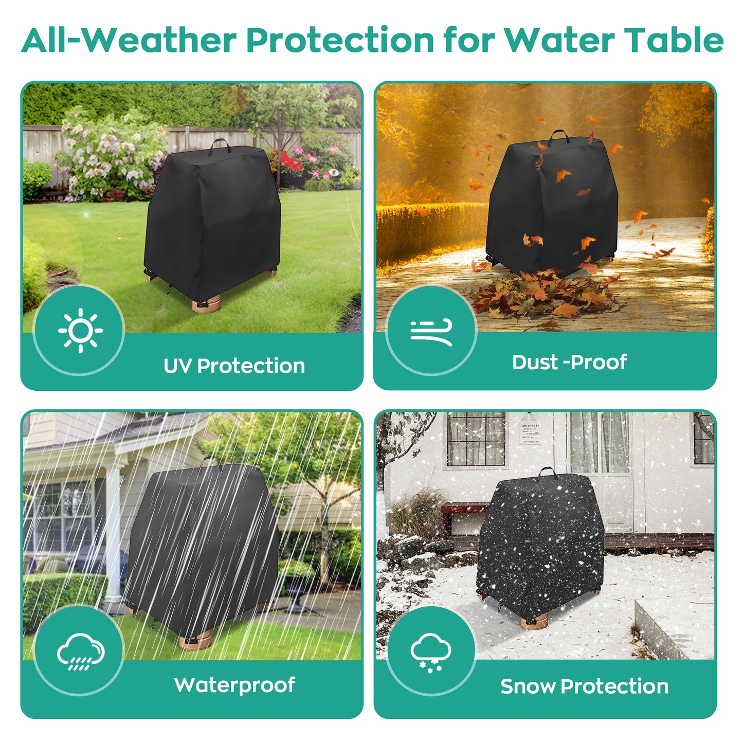 LCGOD Kids Water Table Cover, Heavy Duty Outdoor Play Table Cover, Waterproof Dustproof Anti-UV Patio Toys Cover, Fit Step2 Rain Showers Splash Pond Water Table, Cover Only