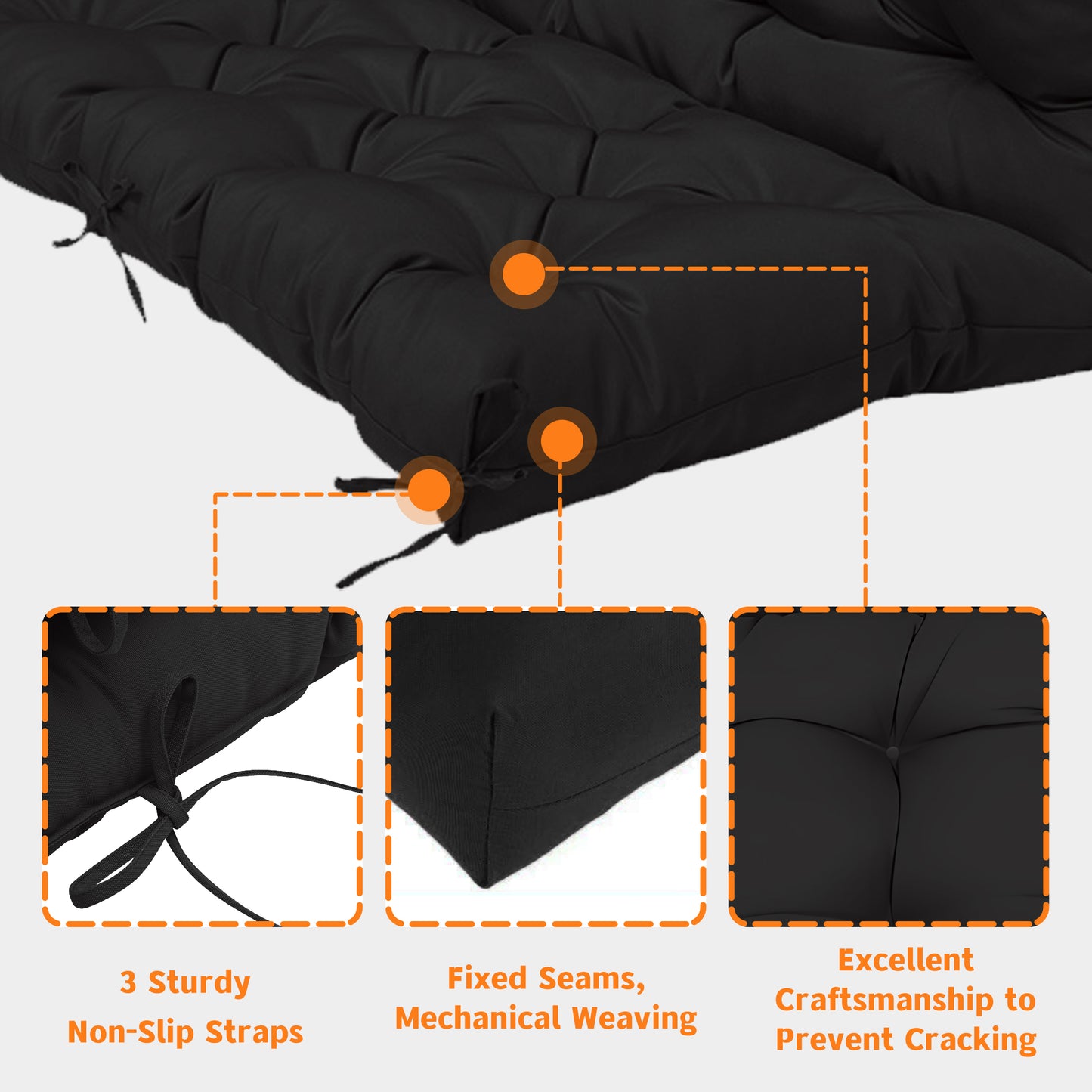 LCGOD Patio Bench Cushion, for Outdoor Swing Chair, Waterproof & Fade Resistant, 60x40x4 in, Black