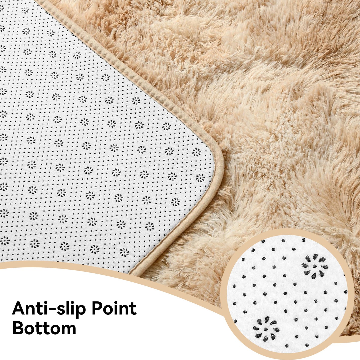 HioHa Area Rugs, 10ftx8ft Shaggy Area Rugs for Living Room Bedroom, Soft Fluffy Rugs& Plush Decorative Rug for Indoor Home Floor Carpet Mat Light Khaki