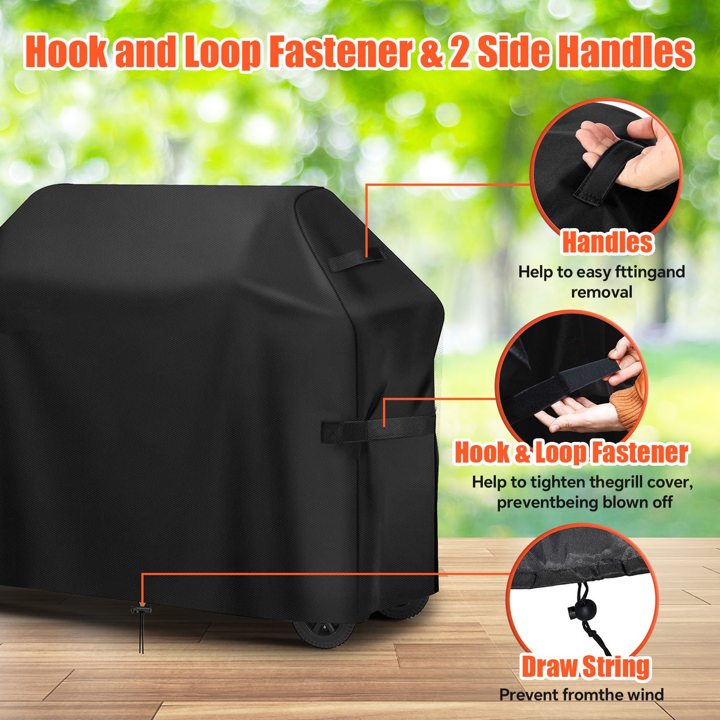 LCGOD Grill Cover, Heavy Duty BBQ Gas Grill Cover with Adjustable Straps, 60 inch All Weather Protection for Weber BBO, Char Broil, Gas Grill