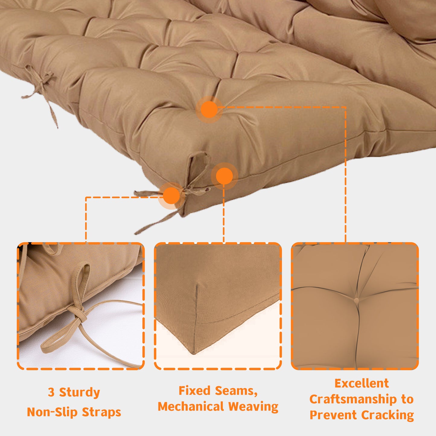 LCGOD Patio Bench Cushion, for Outdoor Swing Chair, Waterproof & Fade Resistant, 60x40x4 in, Coffee