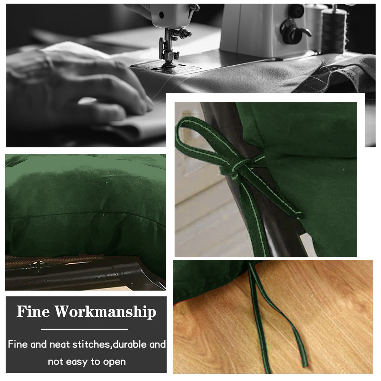 HioHa Rocking Chair Cushion, 49x19x3 inch Lounge Chaise Chair Cushion with Ties, Thickened Recliner Cushion Double-Sided Foldable(Deep Green)