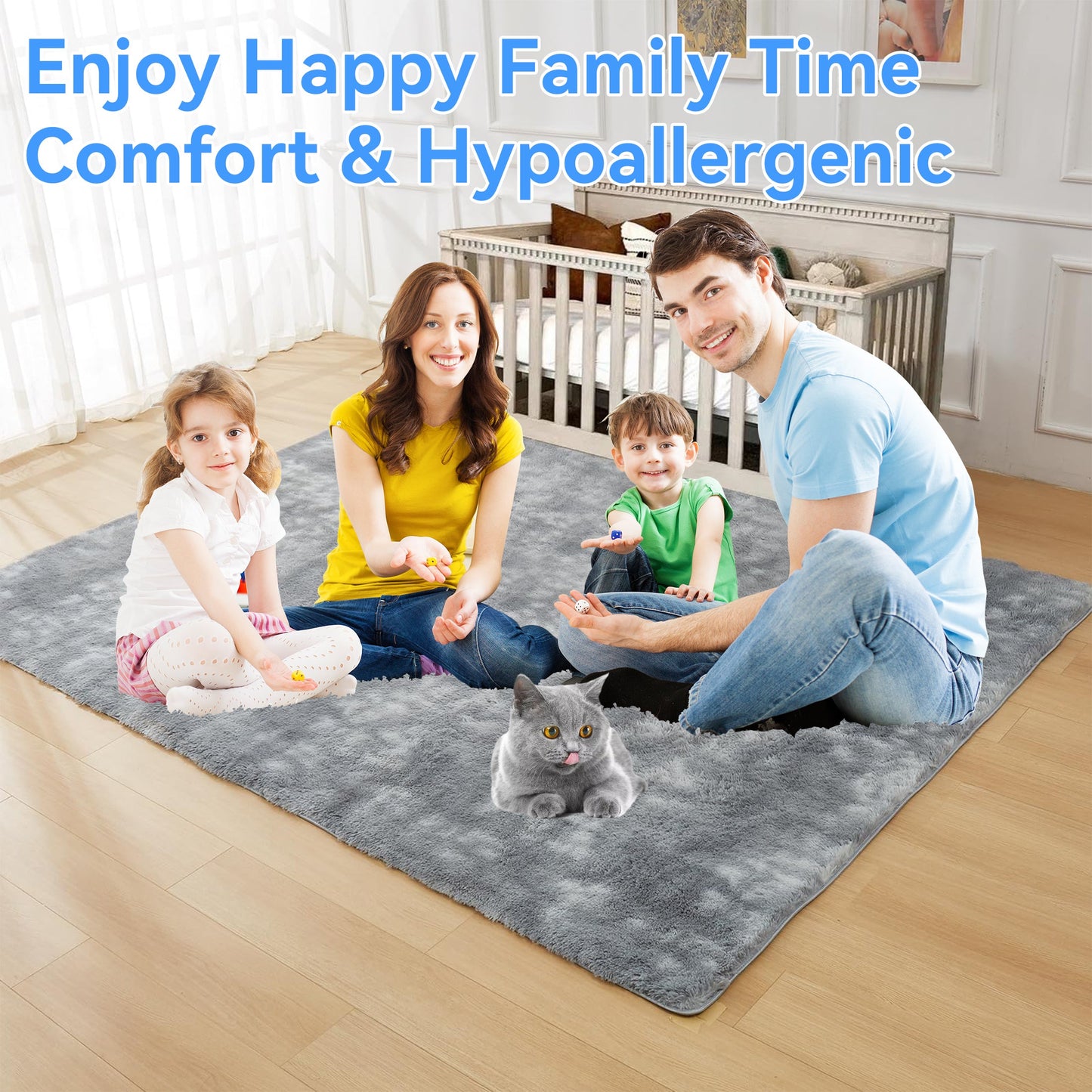 HioHa Area Rugs ,10ft x 8ft Shaggy Area Rugs for Living Room Bedroom£¬Soft Fluffy Rugs & Plush Decorative Rug for Indoor Home Floor Carpet Mat Light Gray