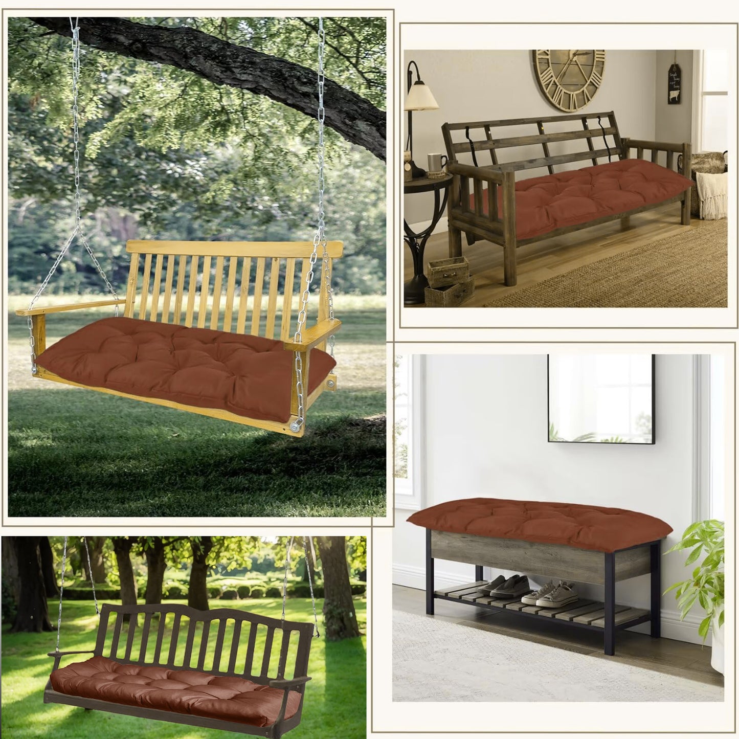 LCGOD Patio Swing Cushions, for Outdoor Bench , Waterproof & Fade-Resistant 60x20x3 in Coffee