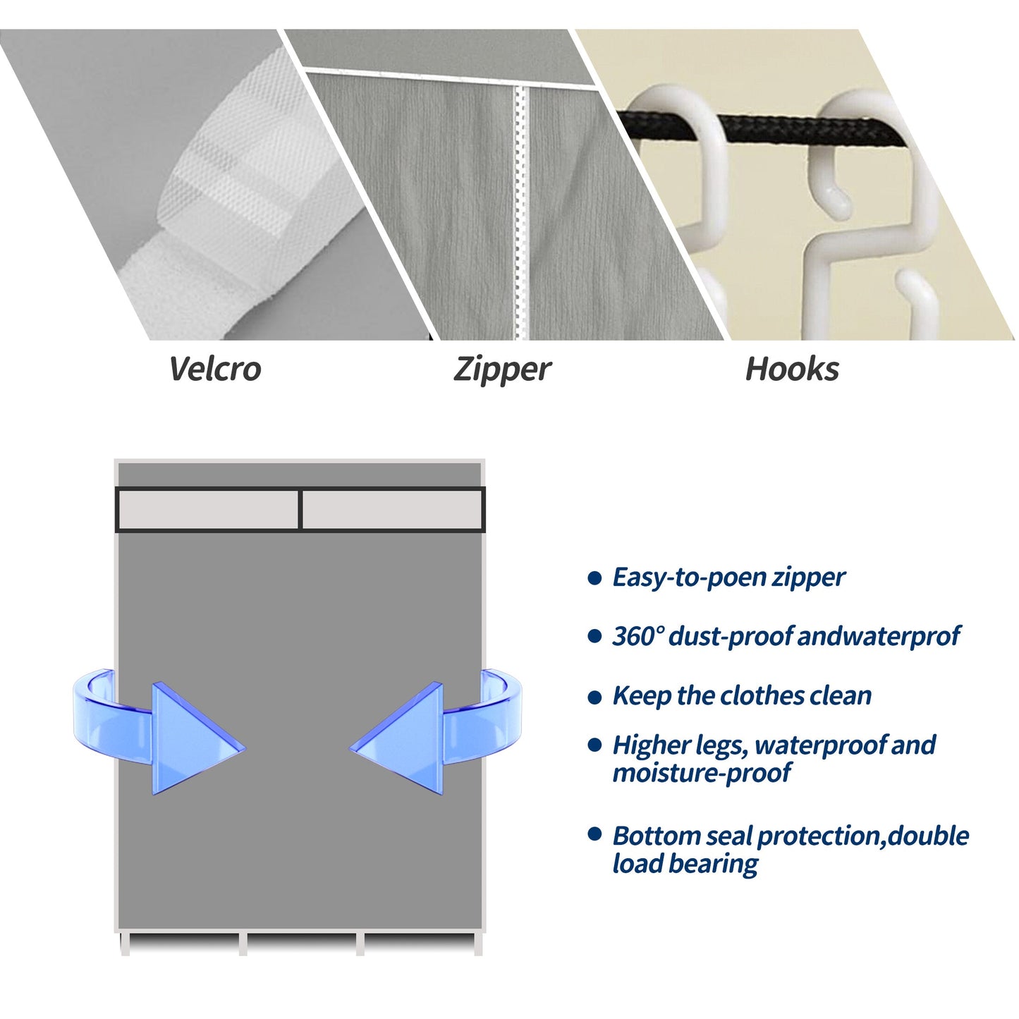 HioHa Portable Closet, Wardrobe Closet Storage with Thickened Steel Pipe, Clothes Storage Organizer with Waterproof Cover for Bedroom, 67x41x18 Inch(Coffee)
