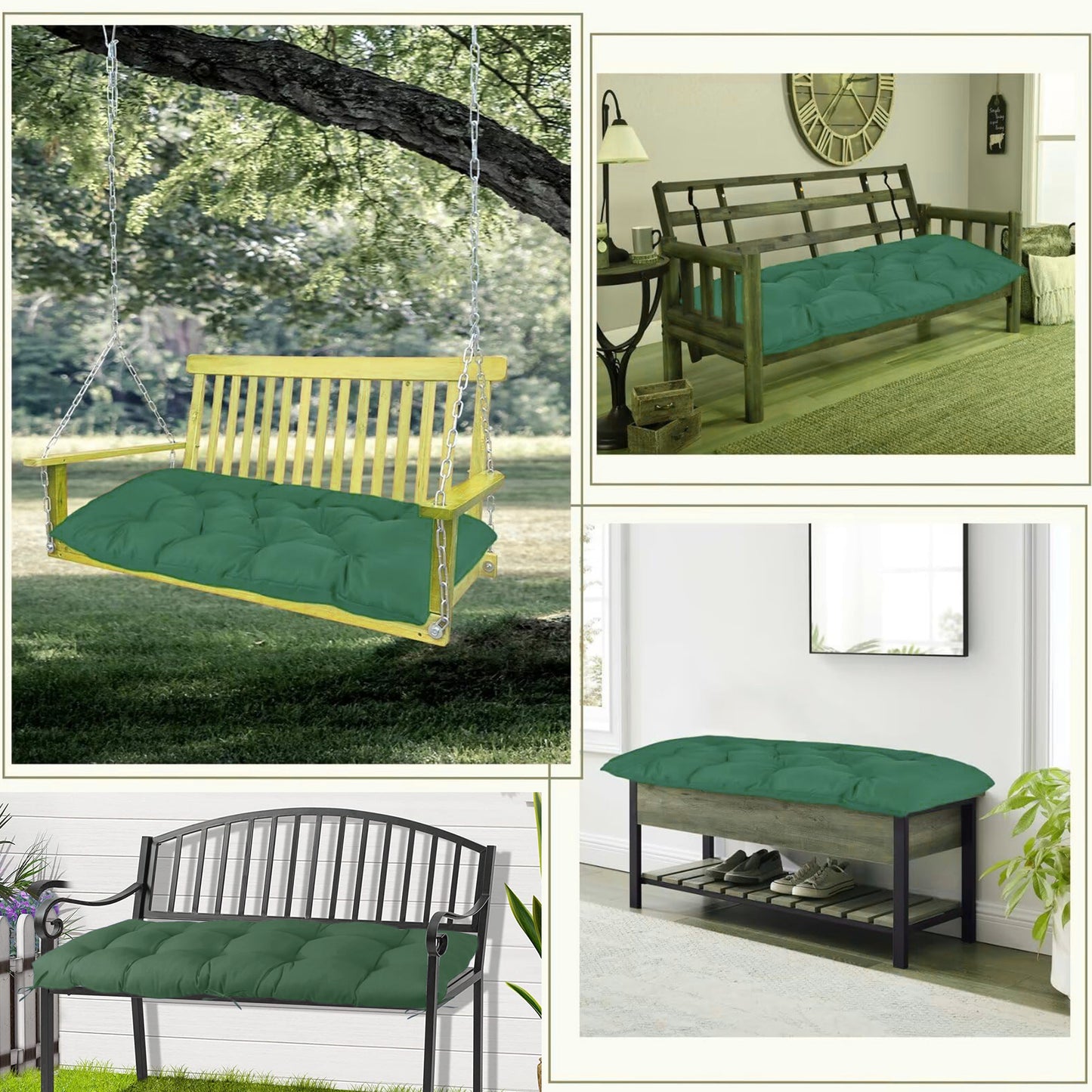 LCGOD Patio Swing Cushions, for Outdoor Bench , Waterproof & Fade-Resistant 60x20x3 in Dark Green