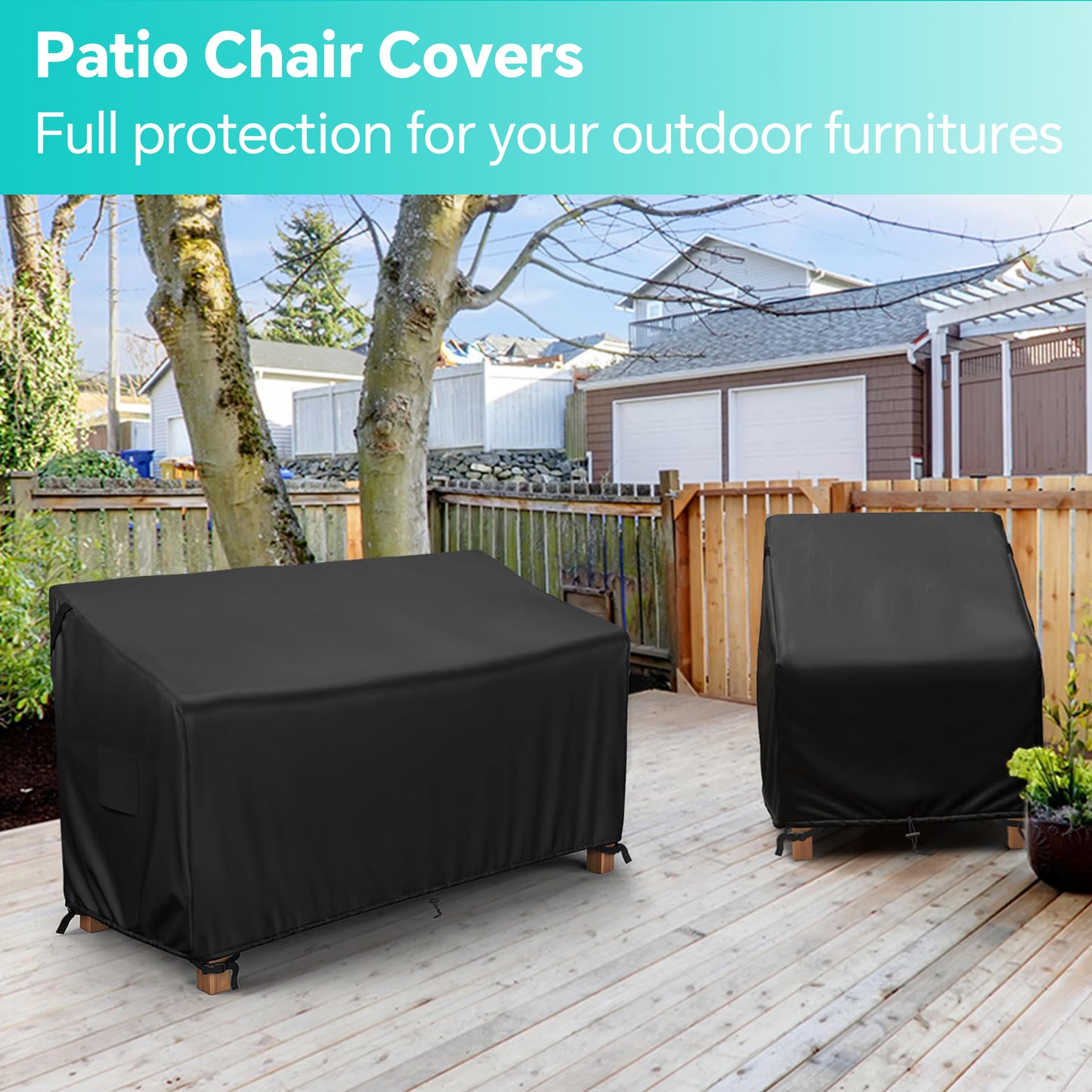 LCGOD Patio Sofa Cover Waterproof, 3-Seater Deep Lounge Loveseat Cover, Lawn Patio Furniture Cover, Heavy Duty Outdoor Couch Cover with Handle, 83" W x 39" D x 28" H