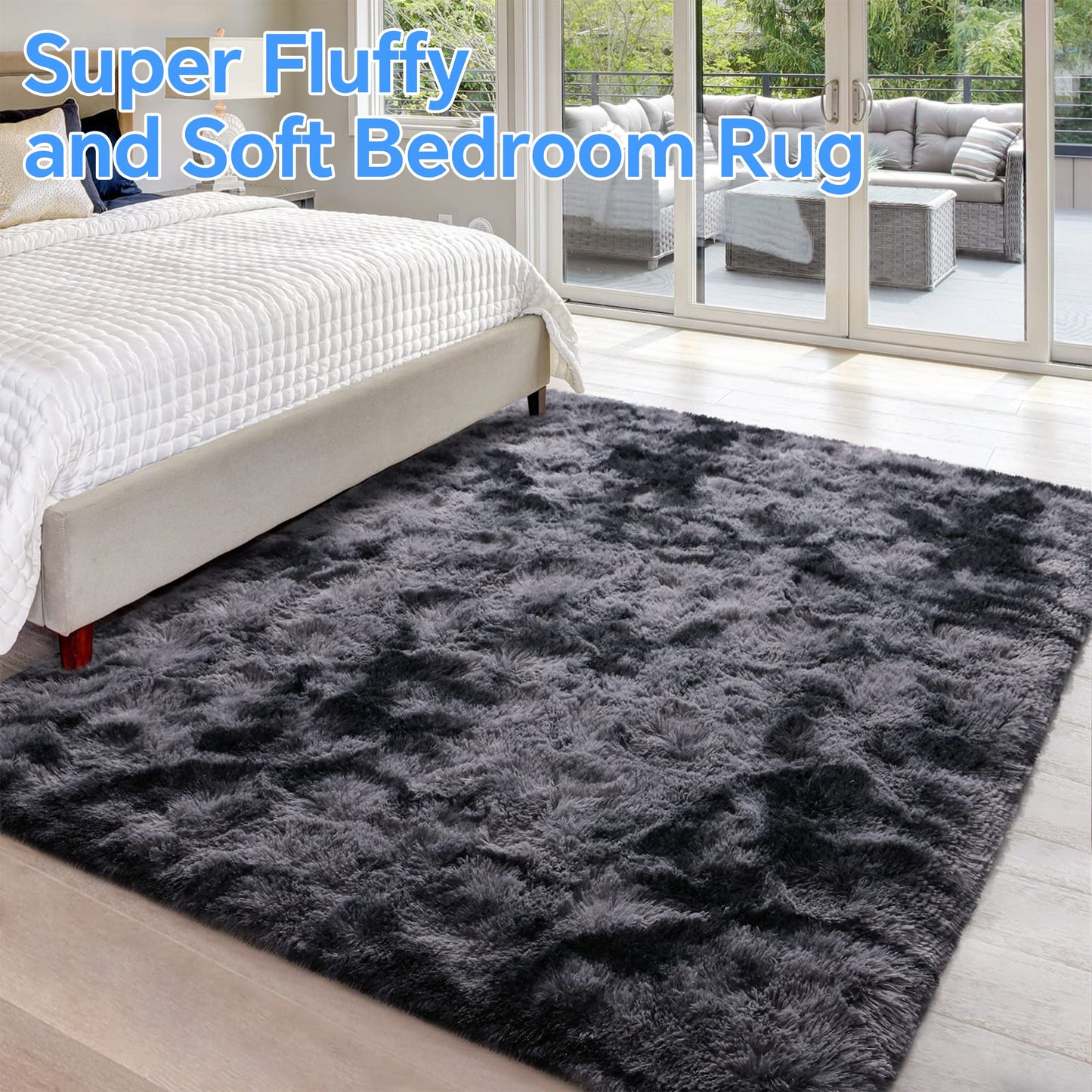 HioHa Area Rugs ,10ft x 8ft Shaggy Area Rugs for Living Room Bedroom£¬Soft Fluffy Rugs & Plush Decorative Rug for Indoor Home Floor Carpet Mat Dark Gray