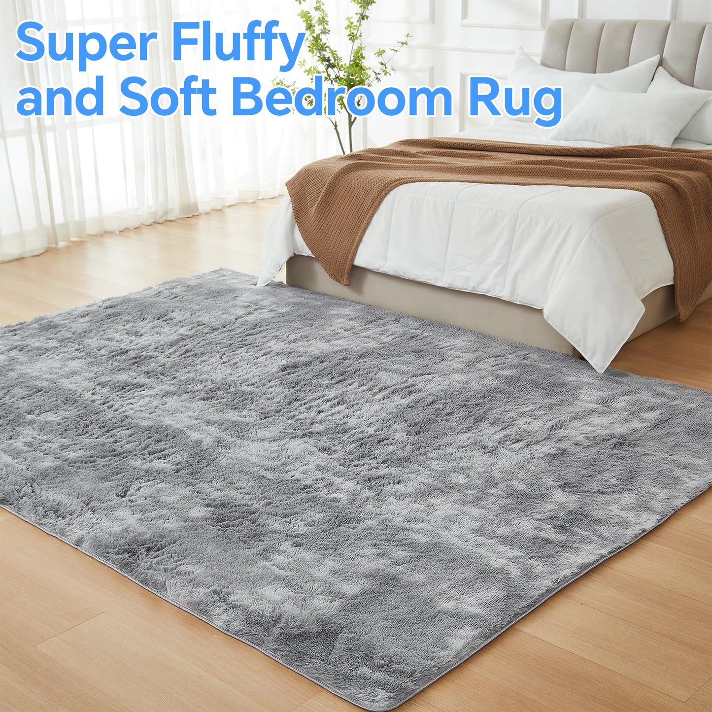HioHa Area Rugs ,10ft x 8ft Shaggy Area Rugs for Living Room Bedroom£¬Soft Fluffy Rugs & Plush Decorative Rug for Indoor Home Floor Carpet Mat Light Gray