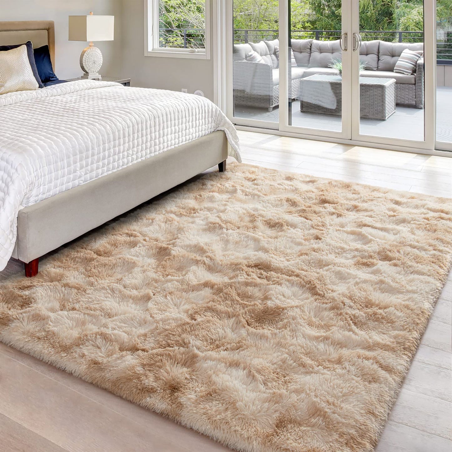HioHa Area Rugs, 10ftx8ft Shaggy Area Rugs for Living Room Bedroom, Soft Fluffy Rugs& Plush Decorative Rug for Indoor Home Floor Carpet Mat Light Khaki