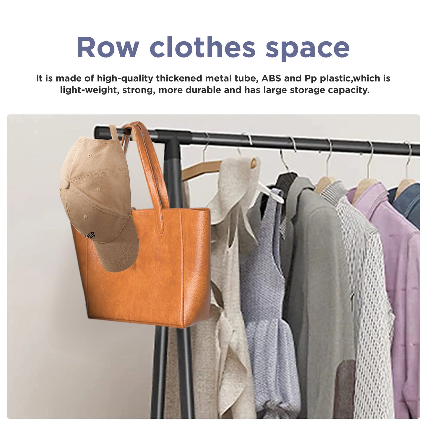 HioHa Portable Clothes Rack on Wheels with 2-Tier Shelves & Hooks - Stainless Steel Rolling Garment Rack for Clothing, Shoes, Laundry - Home, Office, Dorm Use (Black)