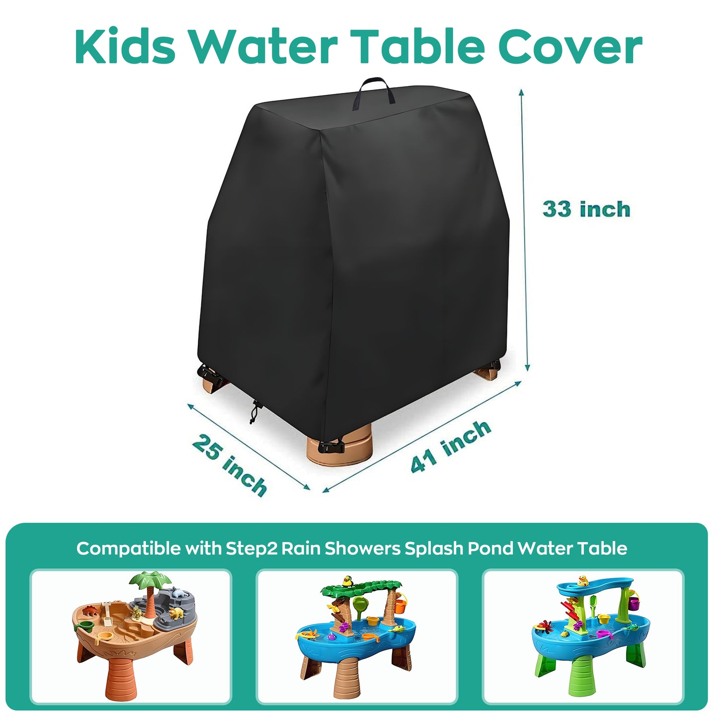LCGOD Kids Water Table Cover, Heavy Duty Outdoor Play Table Cover, Waterproof Dustproof Anti-UV Patio Toys Cover, Fit Step2 Rain Showers Splash Pond Water Table, Cover Only