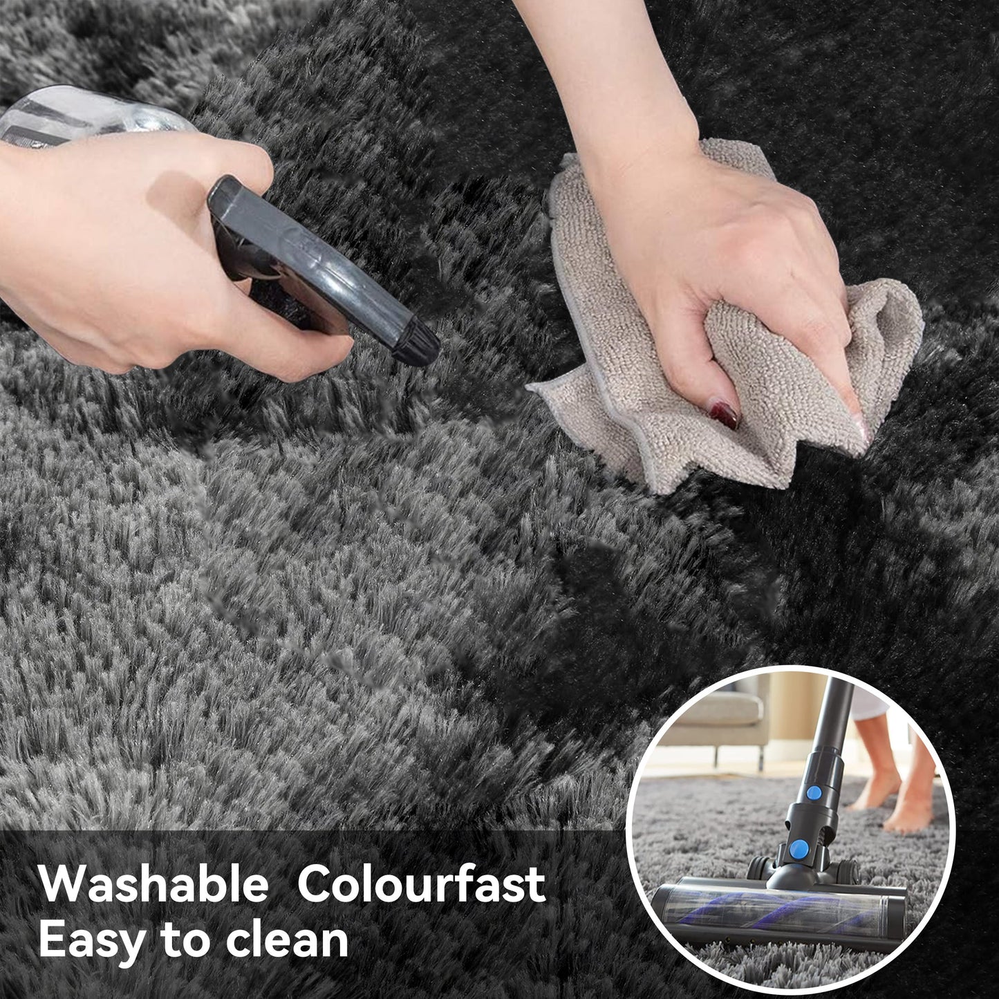 HioHa Area Rugs ,10ft x 8ft Shaggy Area Rugs for Living Room Bedroom£¬Soft Fluffy Rugs & Plush Decorative Rug for Indoor Home Floor Carpet Mat Dark Gray