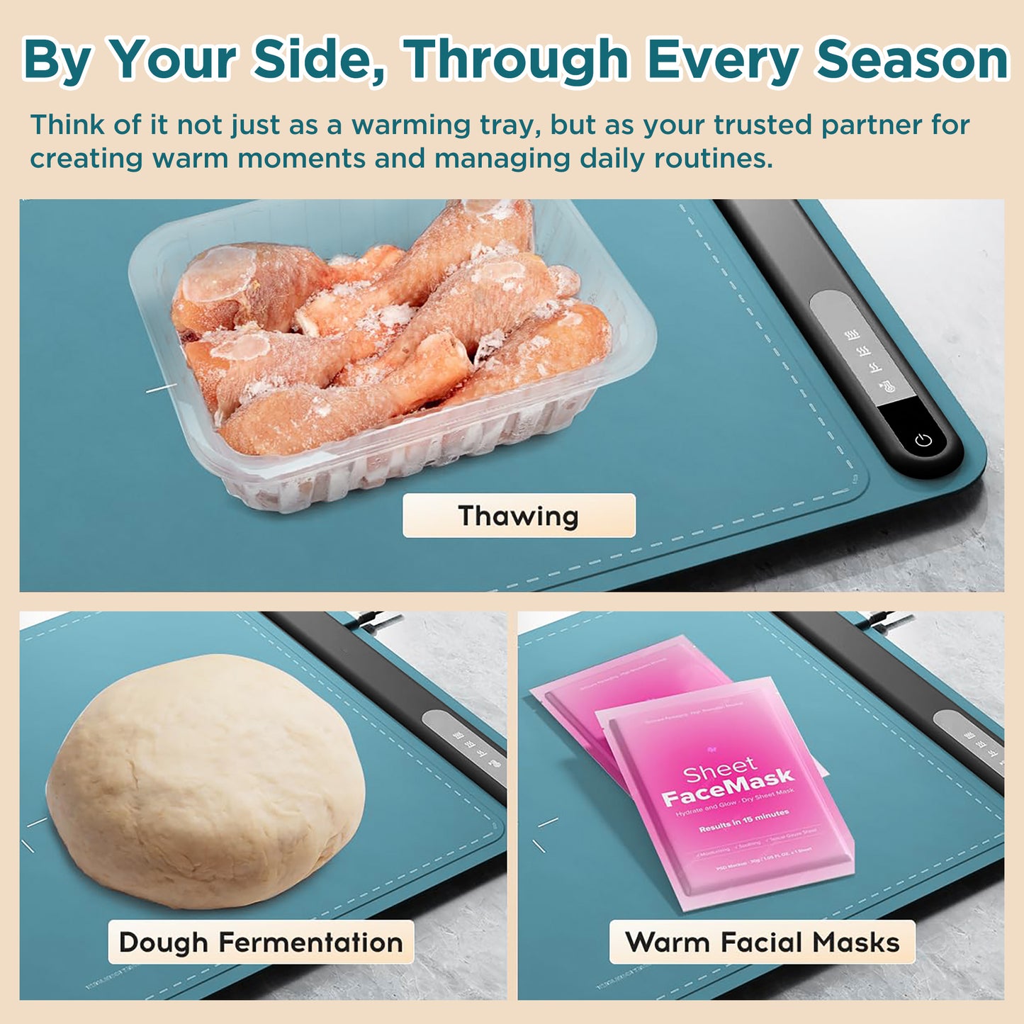 HioHa Food Warmer Electric, Fast & Even Heating Mat with 6-Temp Settings, Timer, Auto Shut-Off, Portable Hot Plate for Desktop Safety